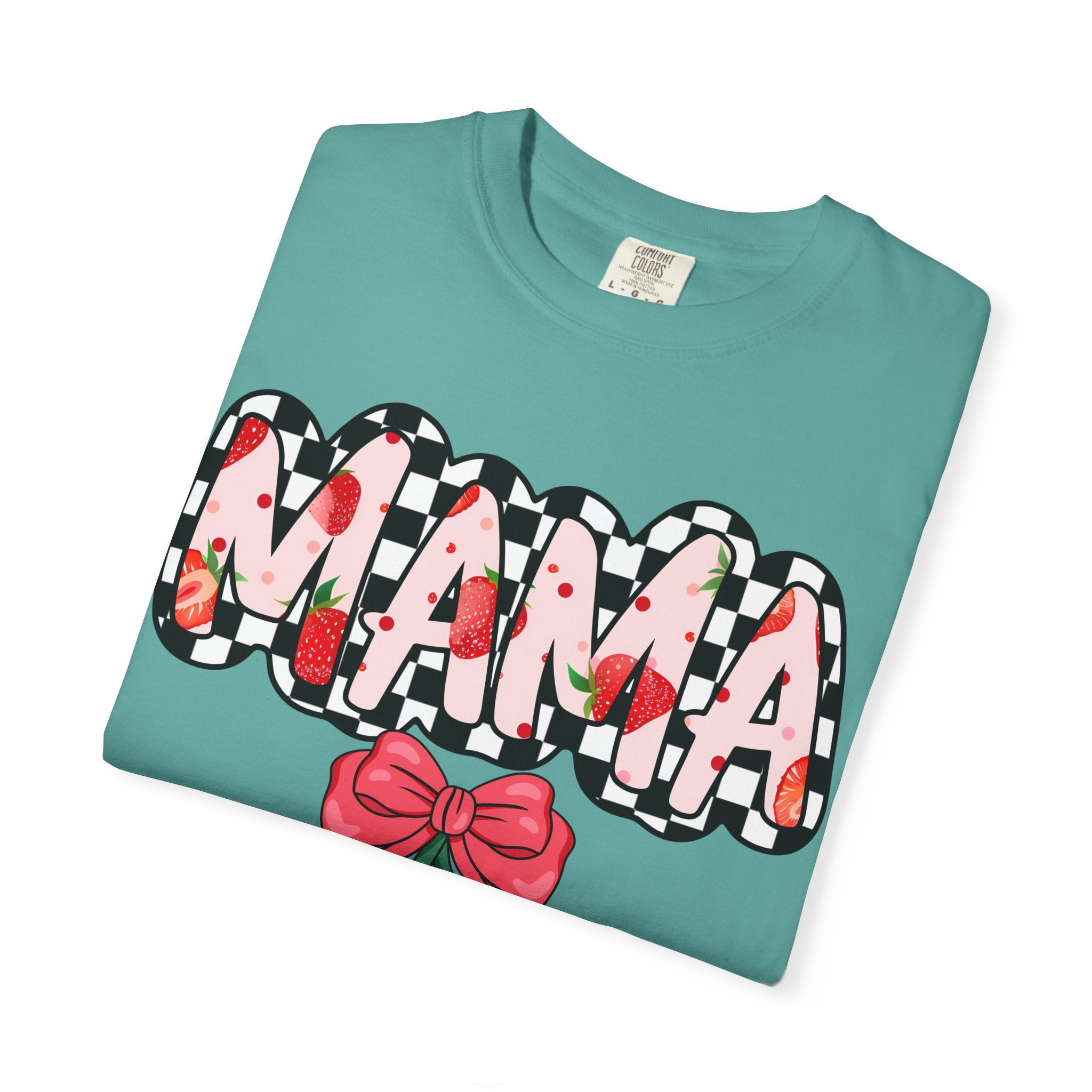 Mama Strawberry T-Shirt — Cute Floral Plaid Mama Tee for Mothers, Mother’s Day Gift