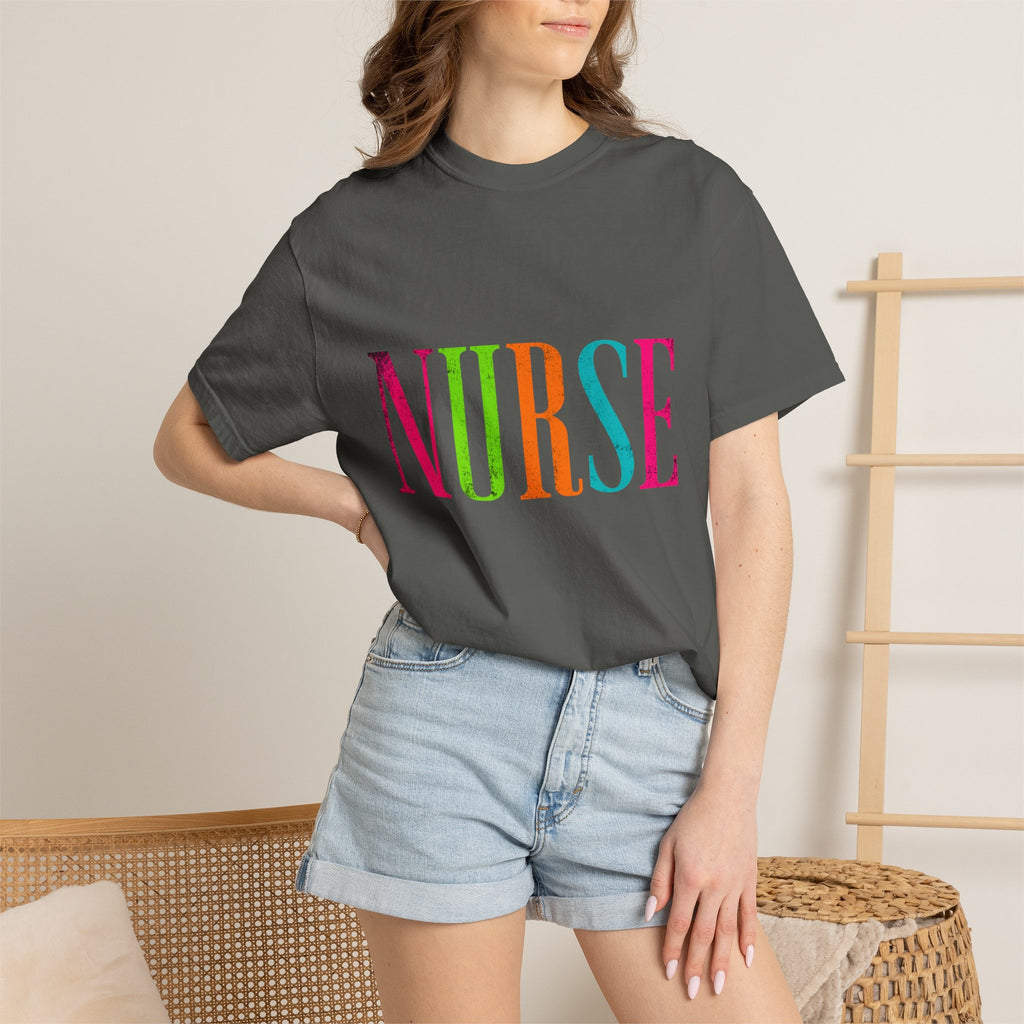 NURSE Colorblock Tee — Bright Multicolor Nurse T-Shirt for Healthcare Heroes