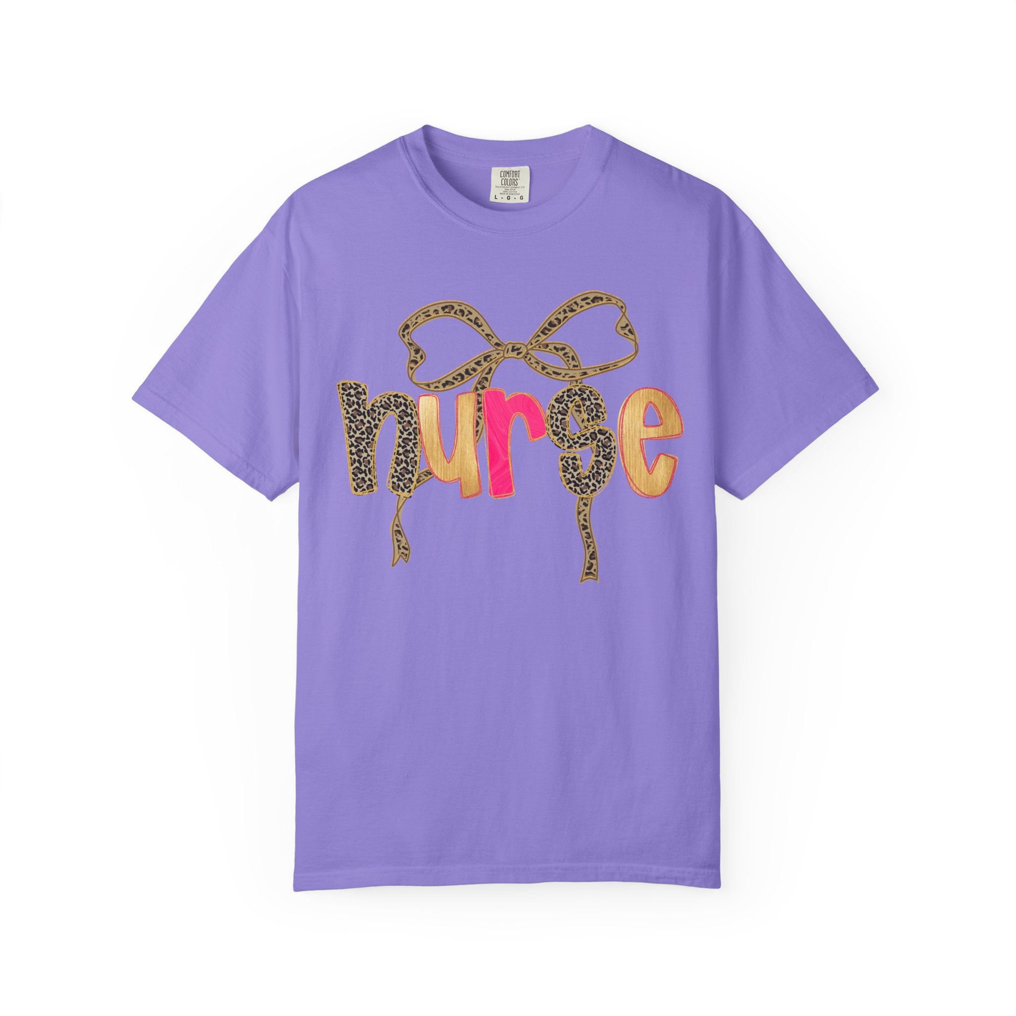 Nurse Leopard Bow T-Shirt — Cute Colorful Nurse Tee