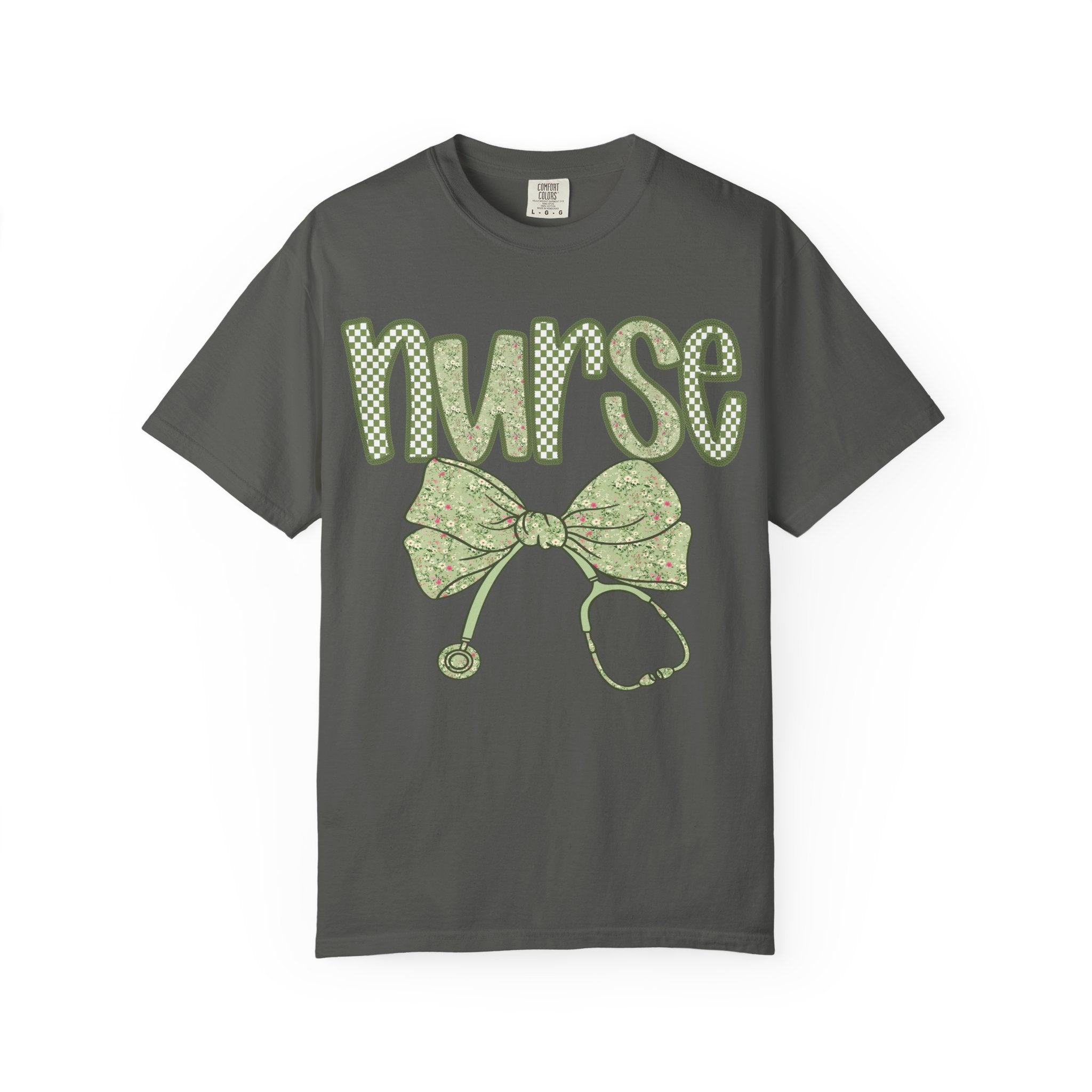 Nurse Bow Stethoscope T-Shirt — Cute Green Nurse Graphic Tee