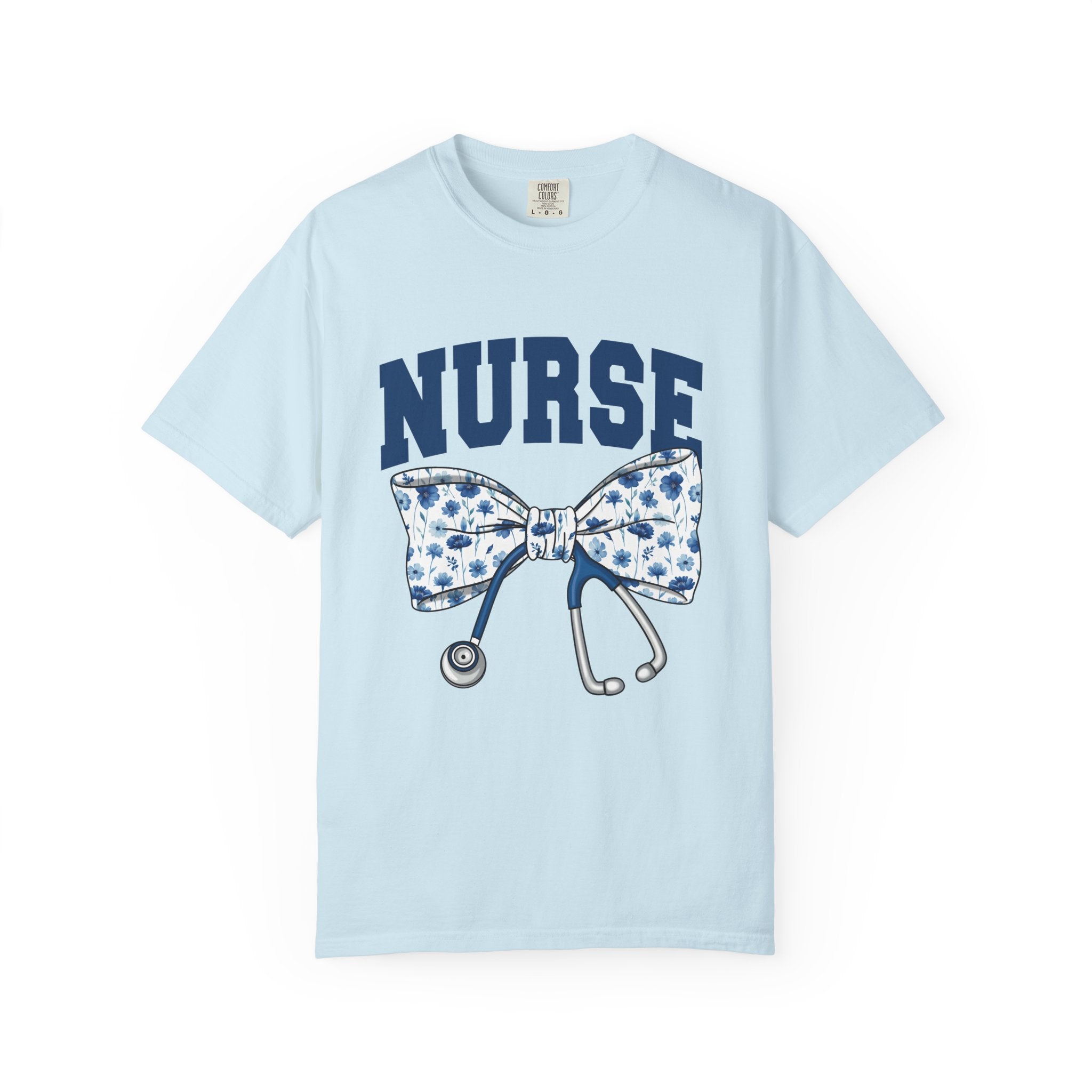 Nurse Bow Tie T‑Shirt – Floral Stethoscope Graphic Tee for Nurses