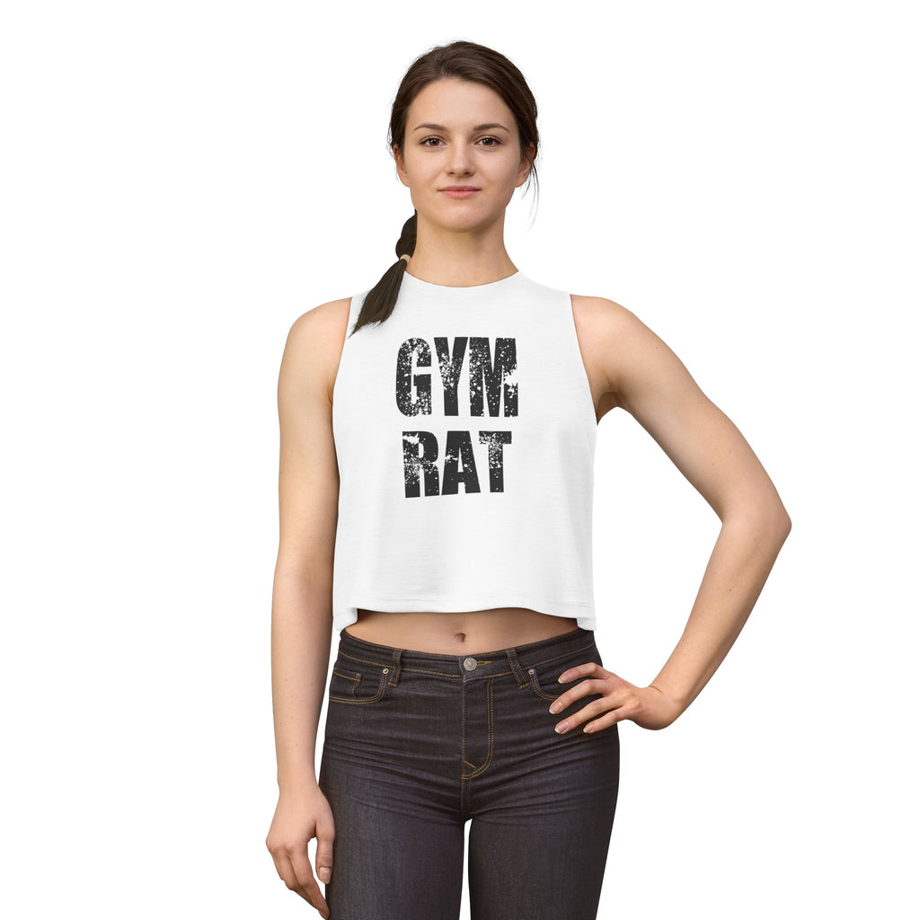 Gym Rat Women's Crop Top — Distressed Fitness Tank for Workout & Gym Lovers