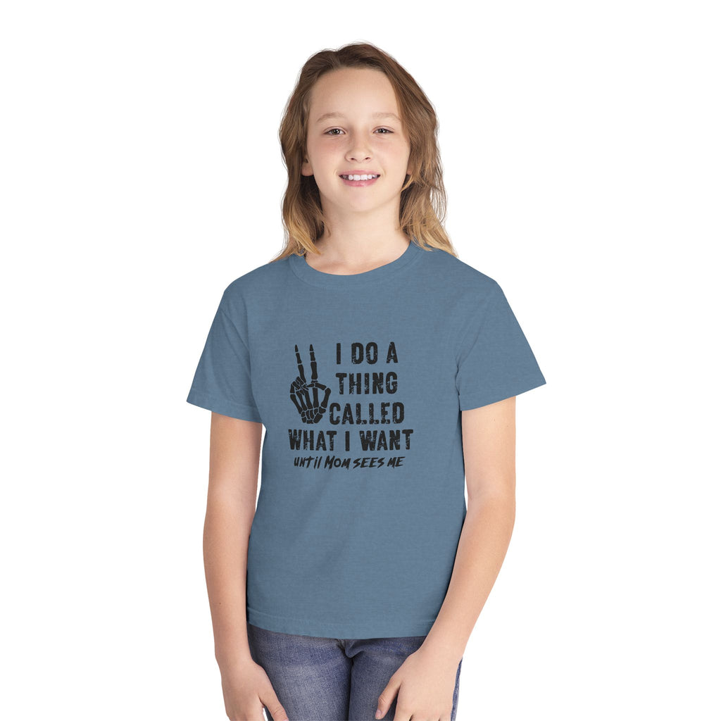 Youth Tee - "I Do A Thing Called What I Want" Skeleton Peace Sign Graphic