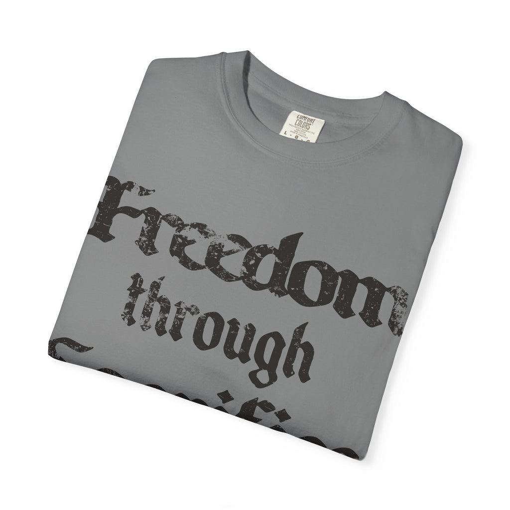 Freedom Through Sacrifice T-Shirt — Vintage Gothic Military Patriotic Tee