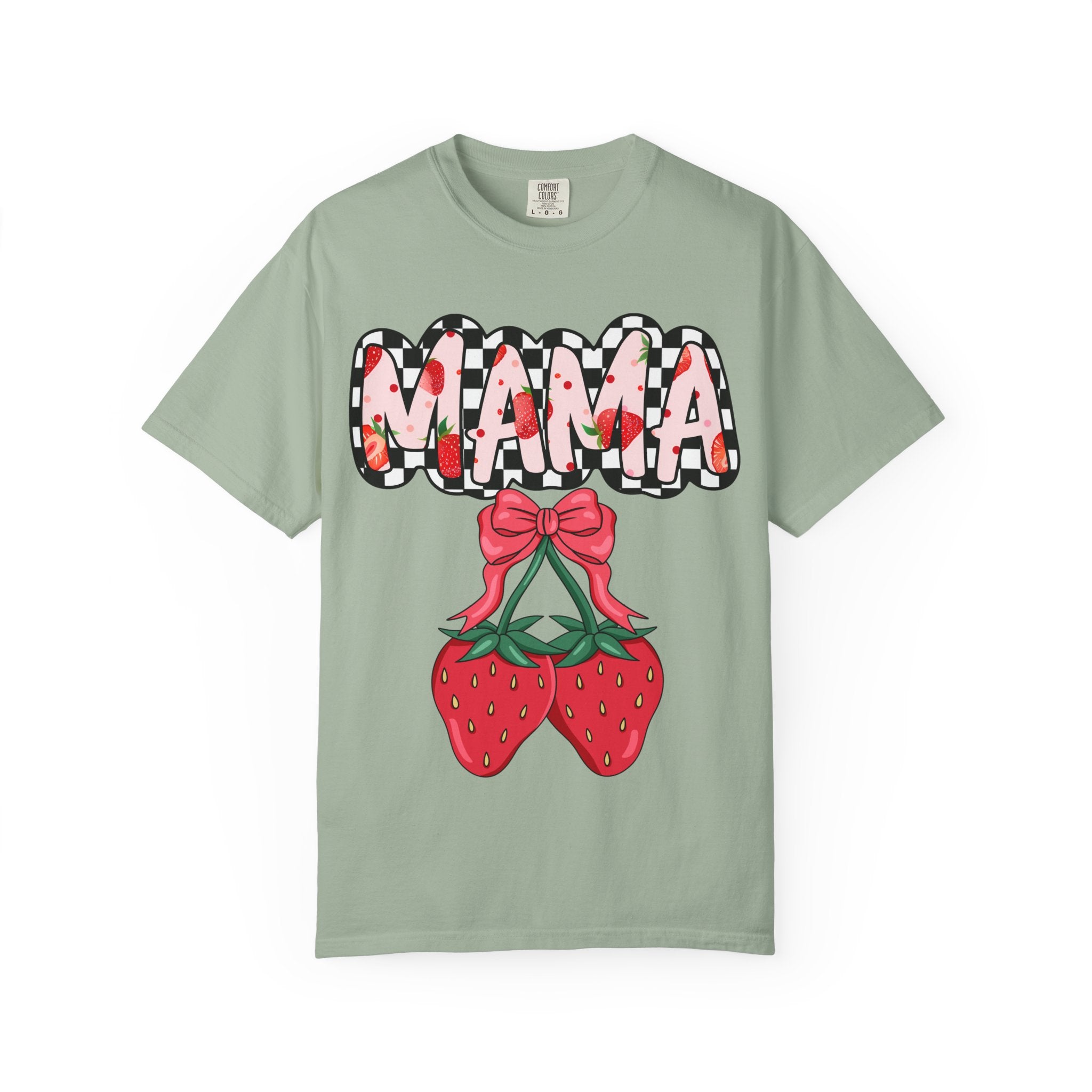 Mama Strawberry T-Shirt — Cute Floral Plaid Mama Tee for Mothers, Mother’s Day Gift