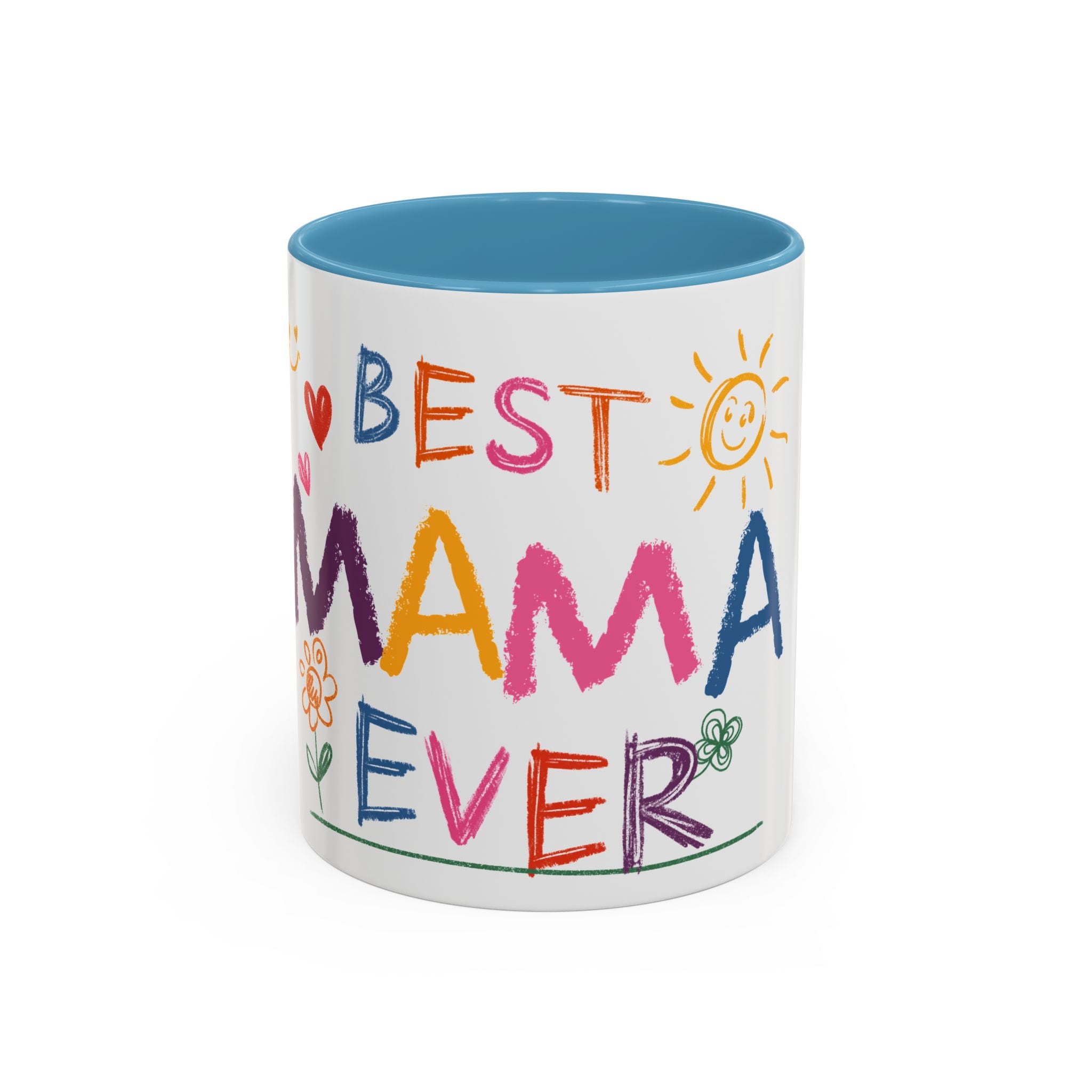 Best Mama Ever Accent Coffee Mug — Colorful Handwritten Mother’s Day Gift (11/15oz)