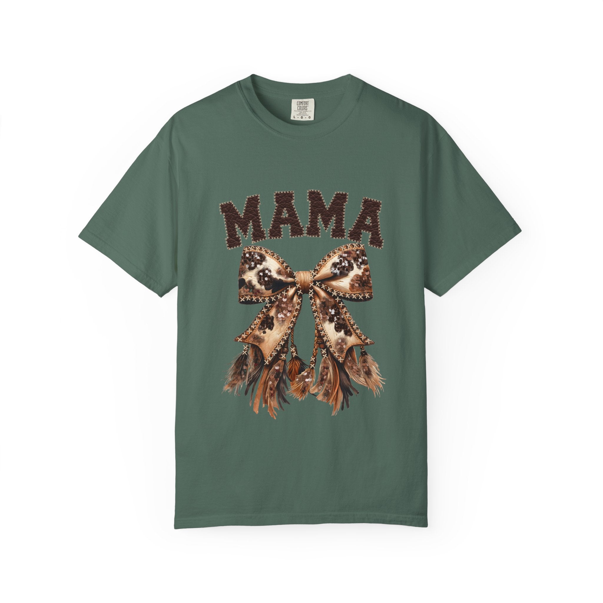 Mama Leopard Bow T‑Shirt – Floral Fringe Mom Tee