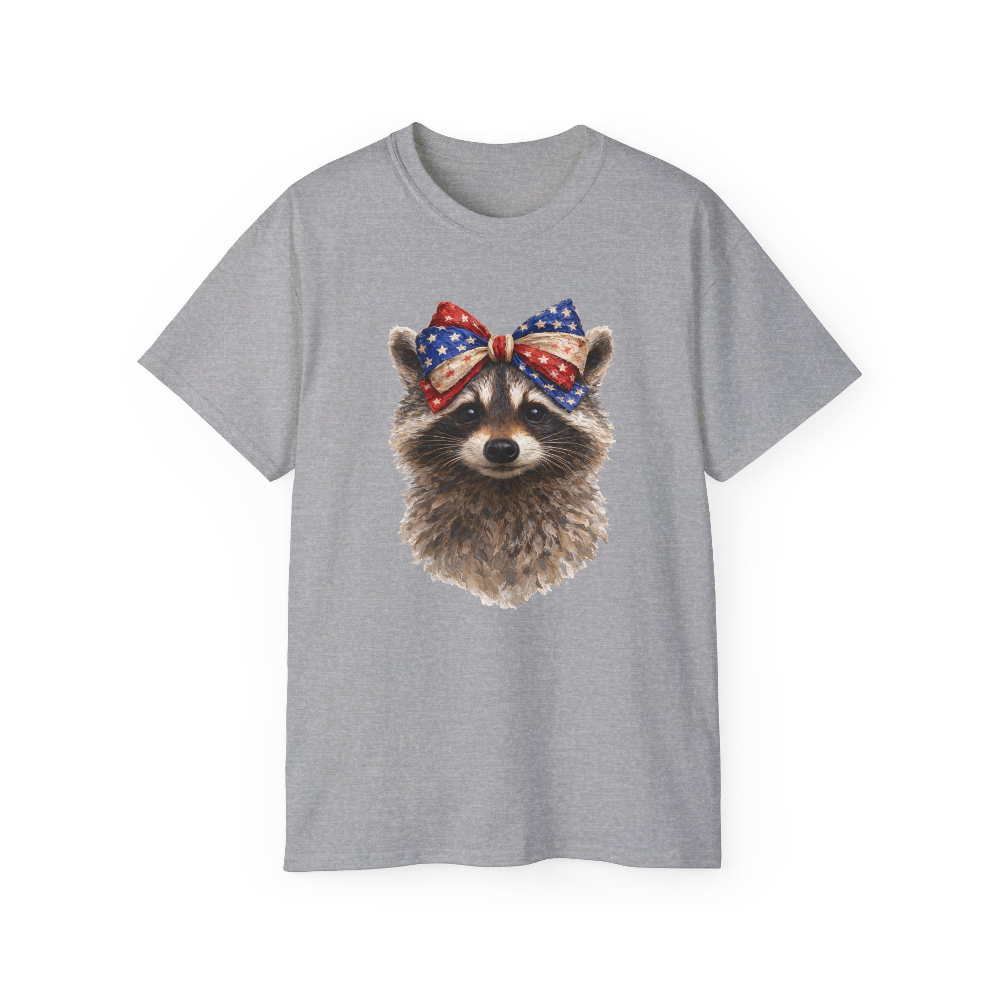 Raccoon with American Flag Bow Tee