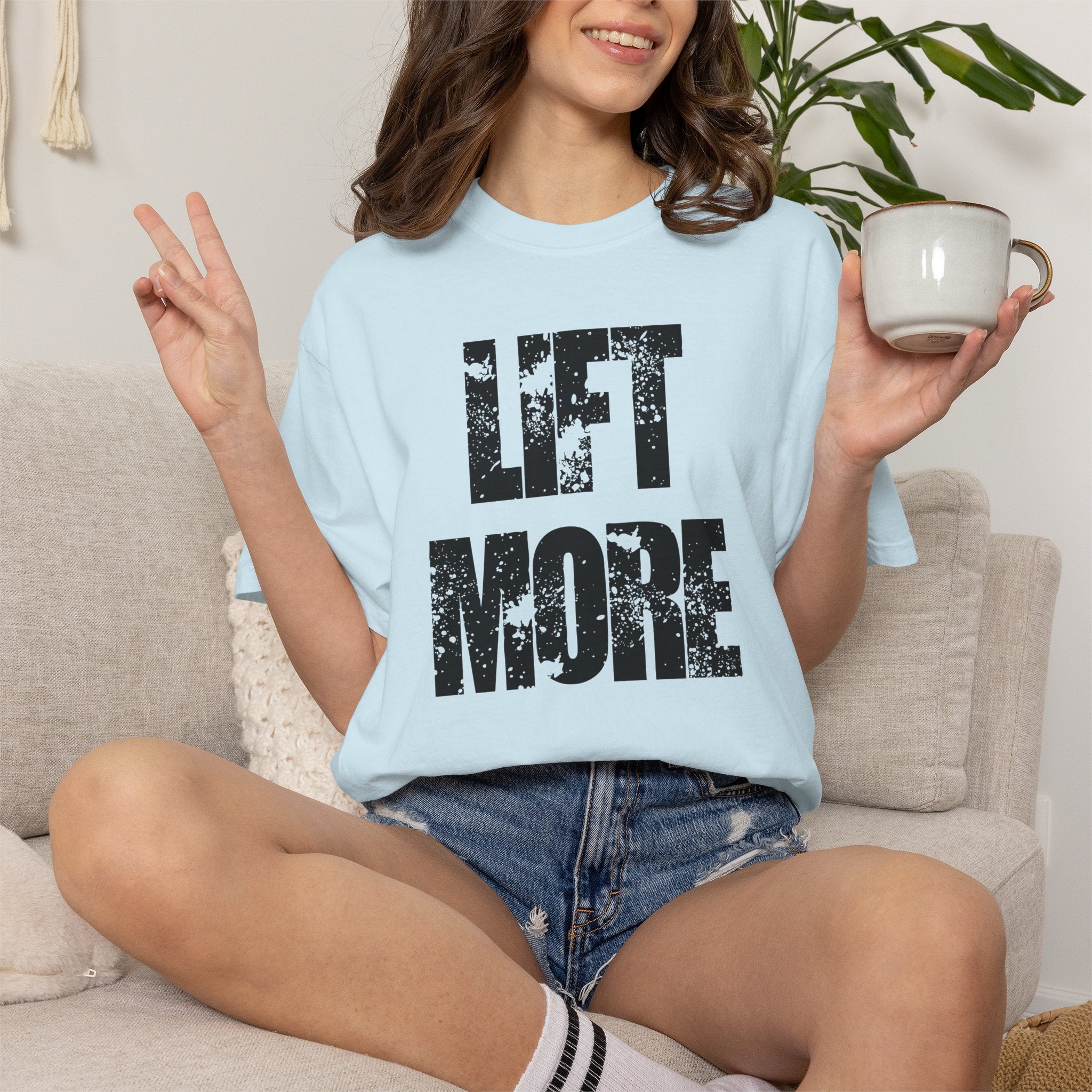 Lift More T-Shirt — Distressed Fitness Workout Tee for Weightlifters