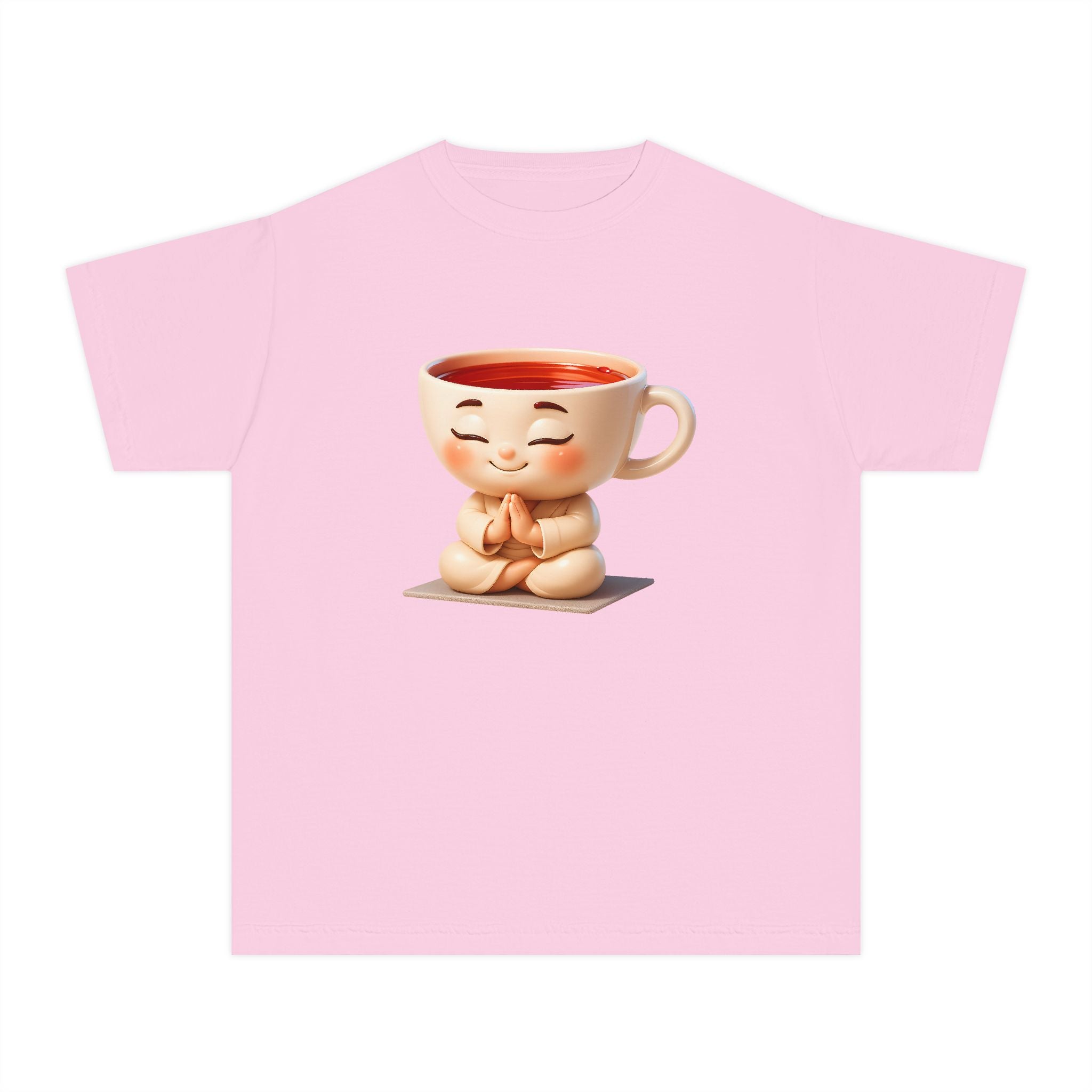 Youth Tee — Cute Meditating Teacup Cartoon Shirt for Kids
