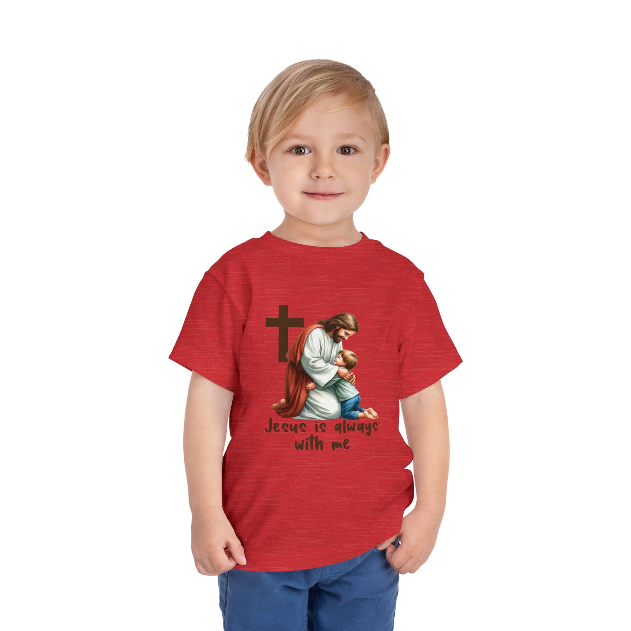 Toddler Tee — "Jesus Is Always With Me" Religious Baby T‑Shirt