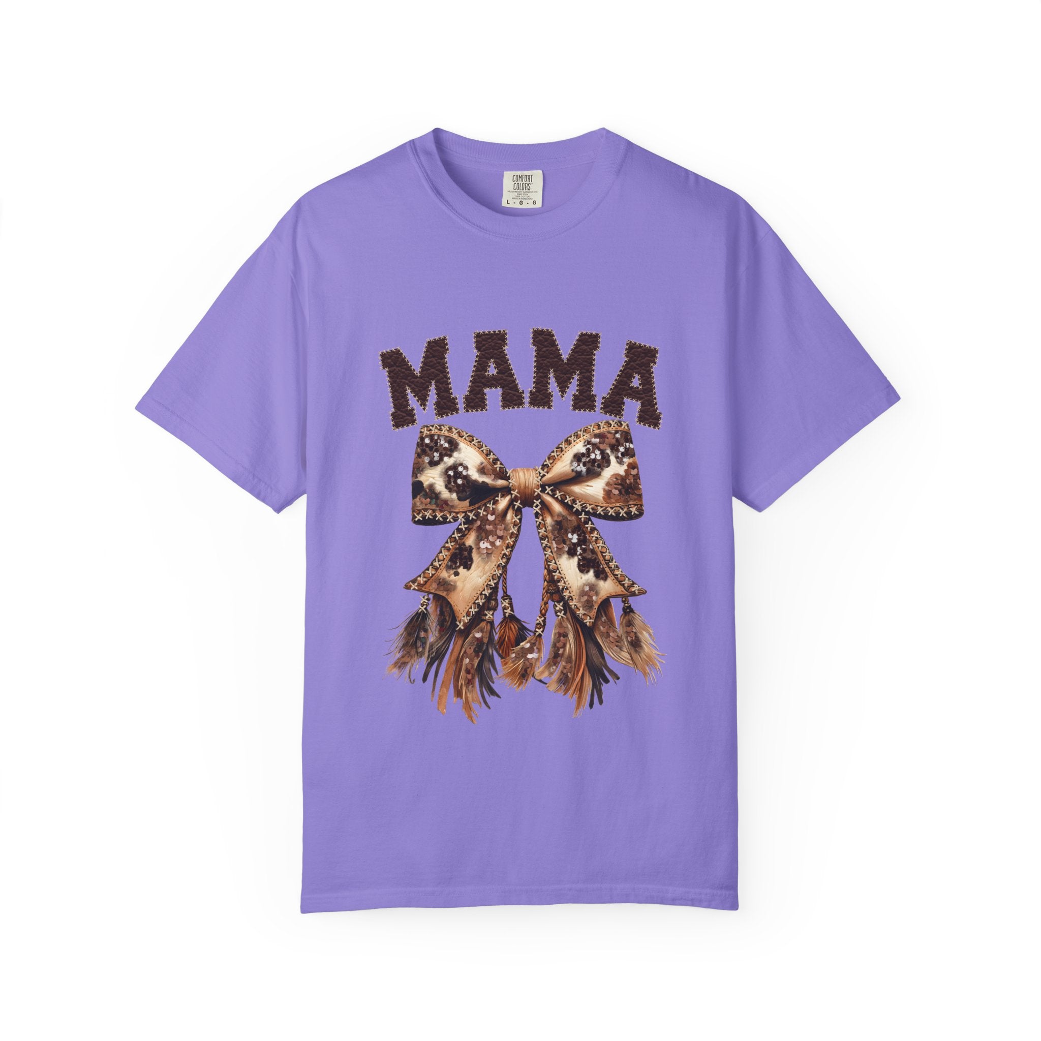 Mama Leopard Bow T‑Shirt – Floral Fringe Mom Tee