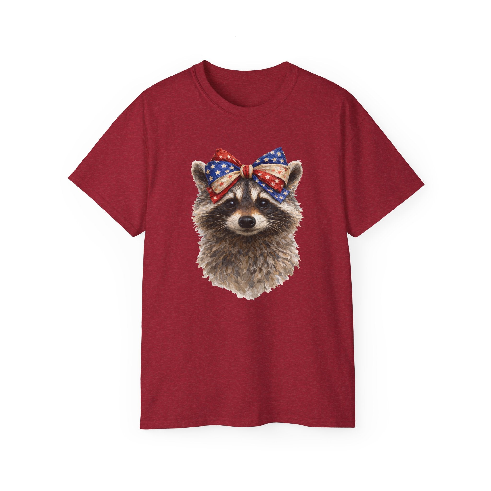 Raccoon with American Flag Bow Tee