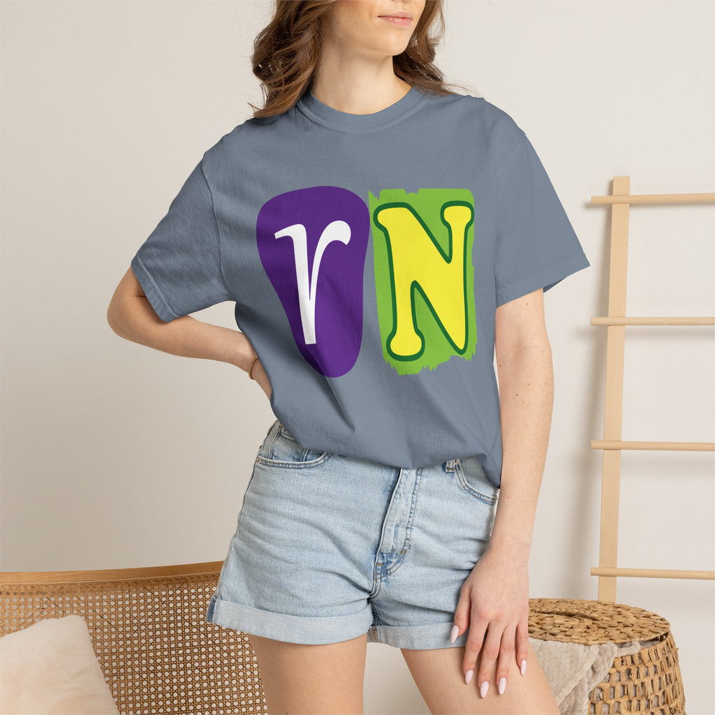 RN Block Letter T-Shirt — Playful Color-Block Initial Tee