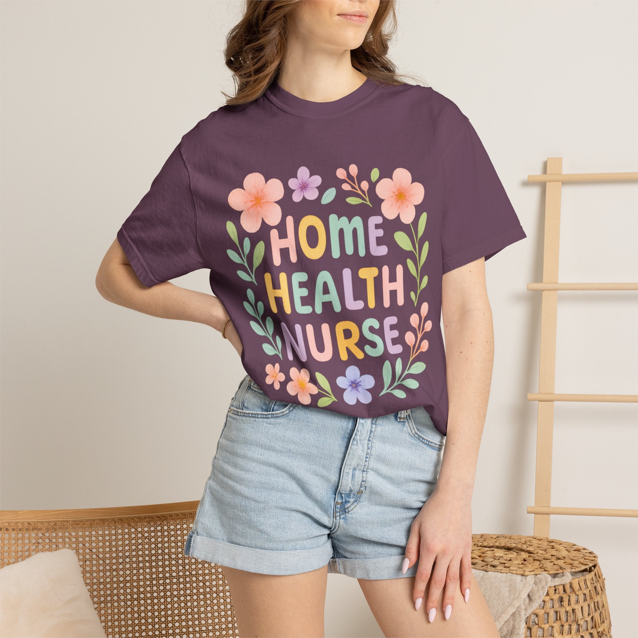 Home Health Nurse Floral T-Shirt — Pastel Appreciation Tee for Nurses