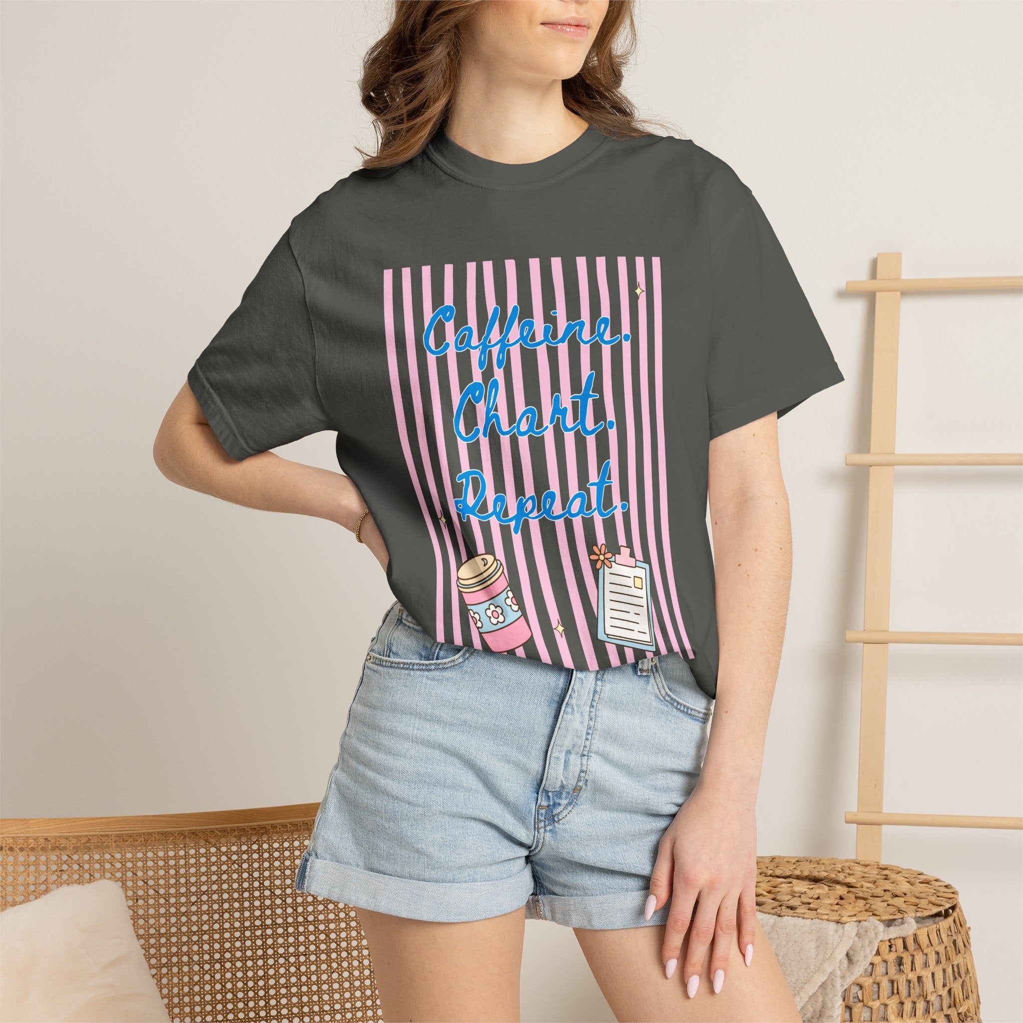 Caffeine. Chart. Repeat. T-Shirt