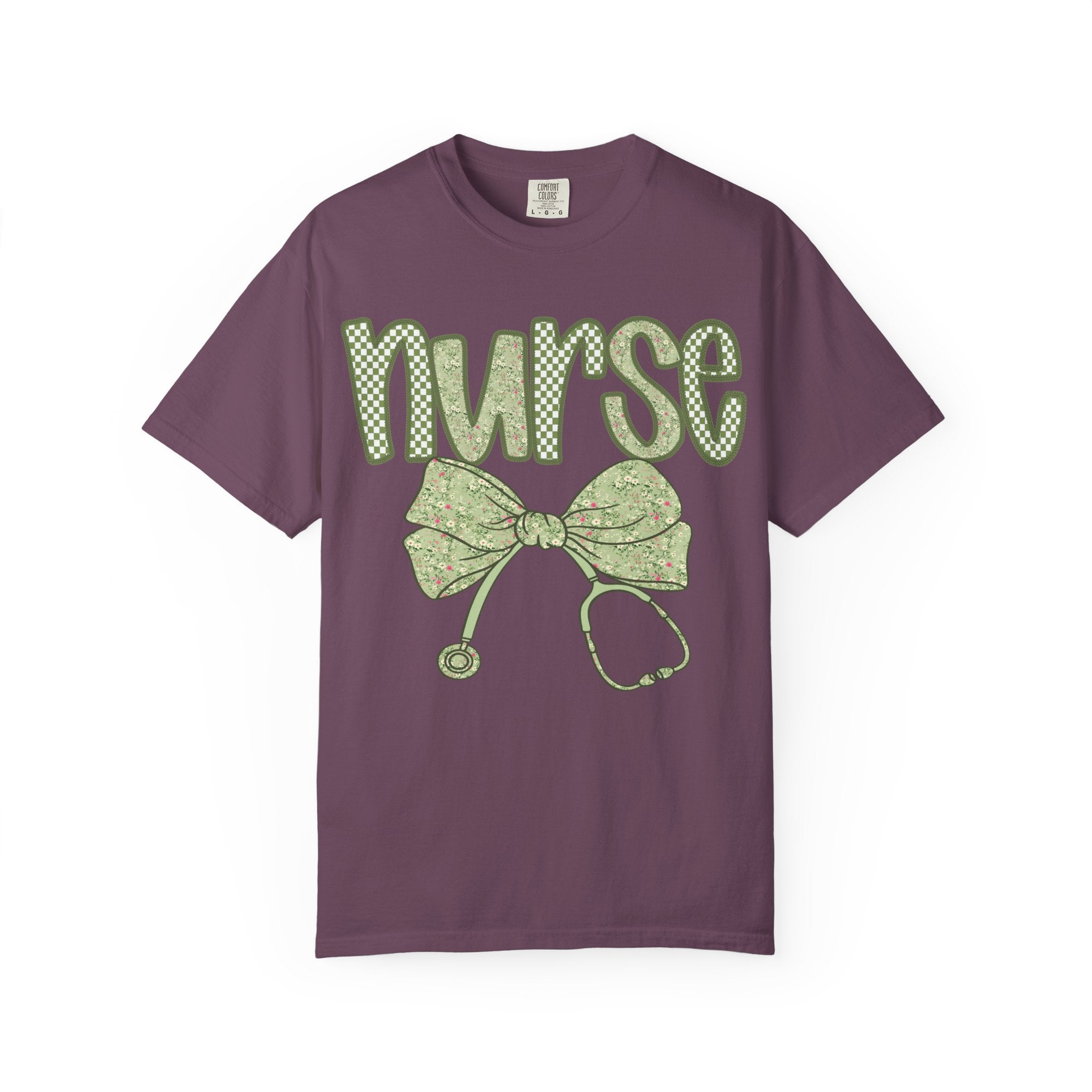 Nurse Bow Stethoscope T-Shirt — Cute Green Nurse Graphic Tee