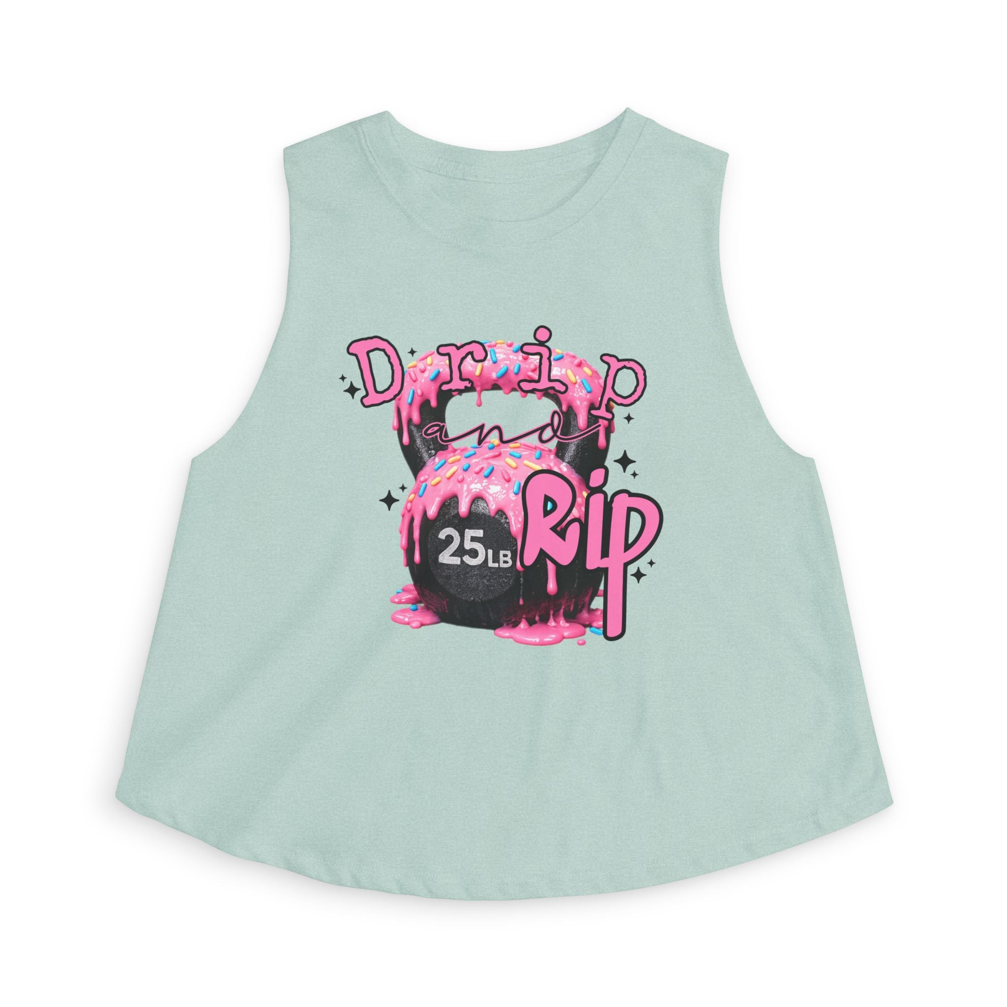 Crop Top — 'Drip or Rip' Pink Kettlebell Fitness Graphic
