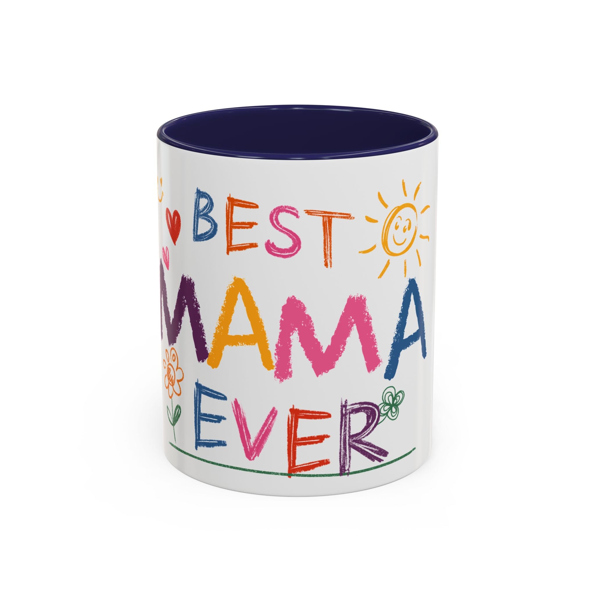 Best Mama Ever Accent Coffee Mug — Colorful Handwritten Mother’s Day Gift (11/15oz)