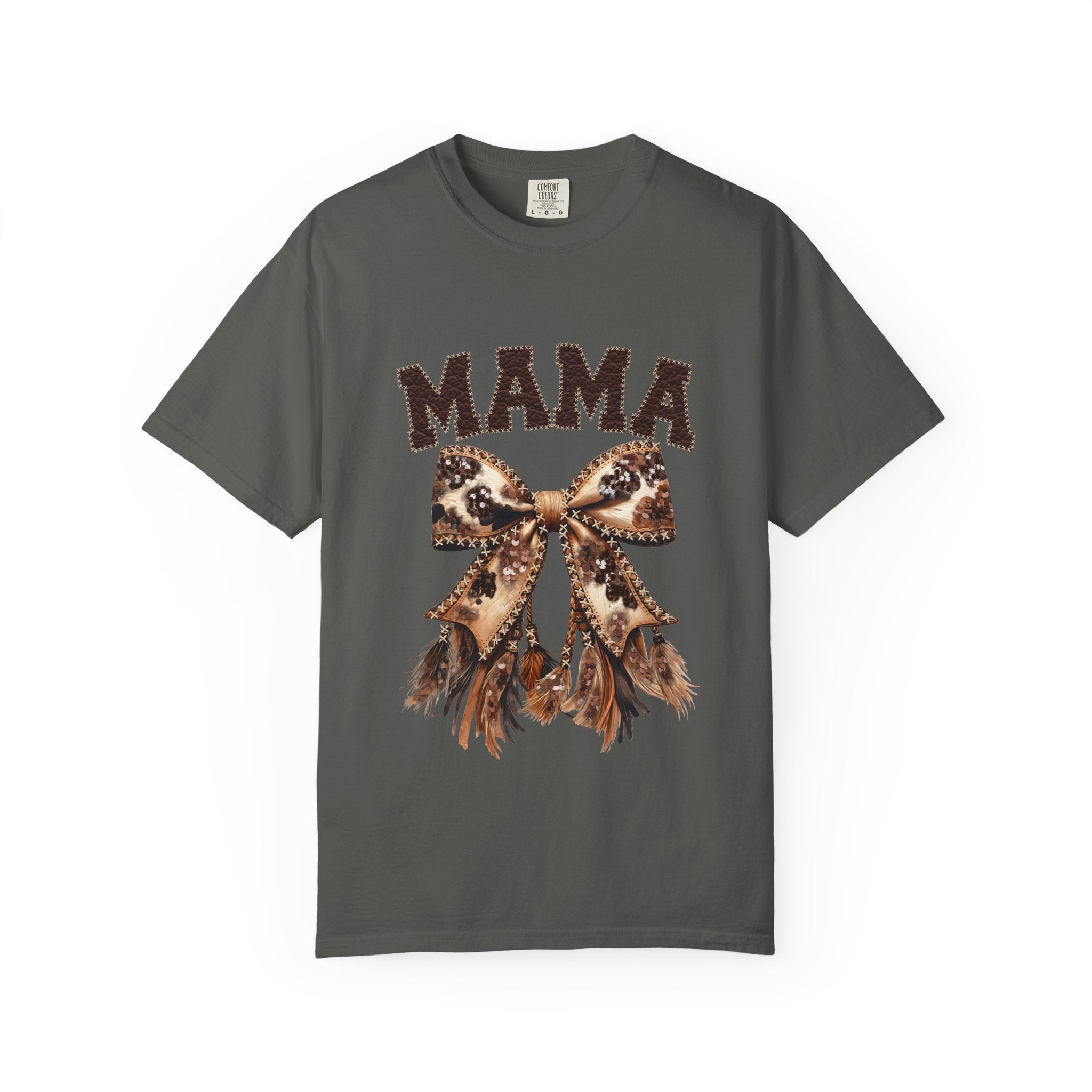 Mama Leopard Bow T‑Shirt – Floral Fringe Mom Tee