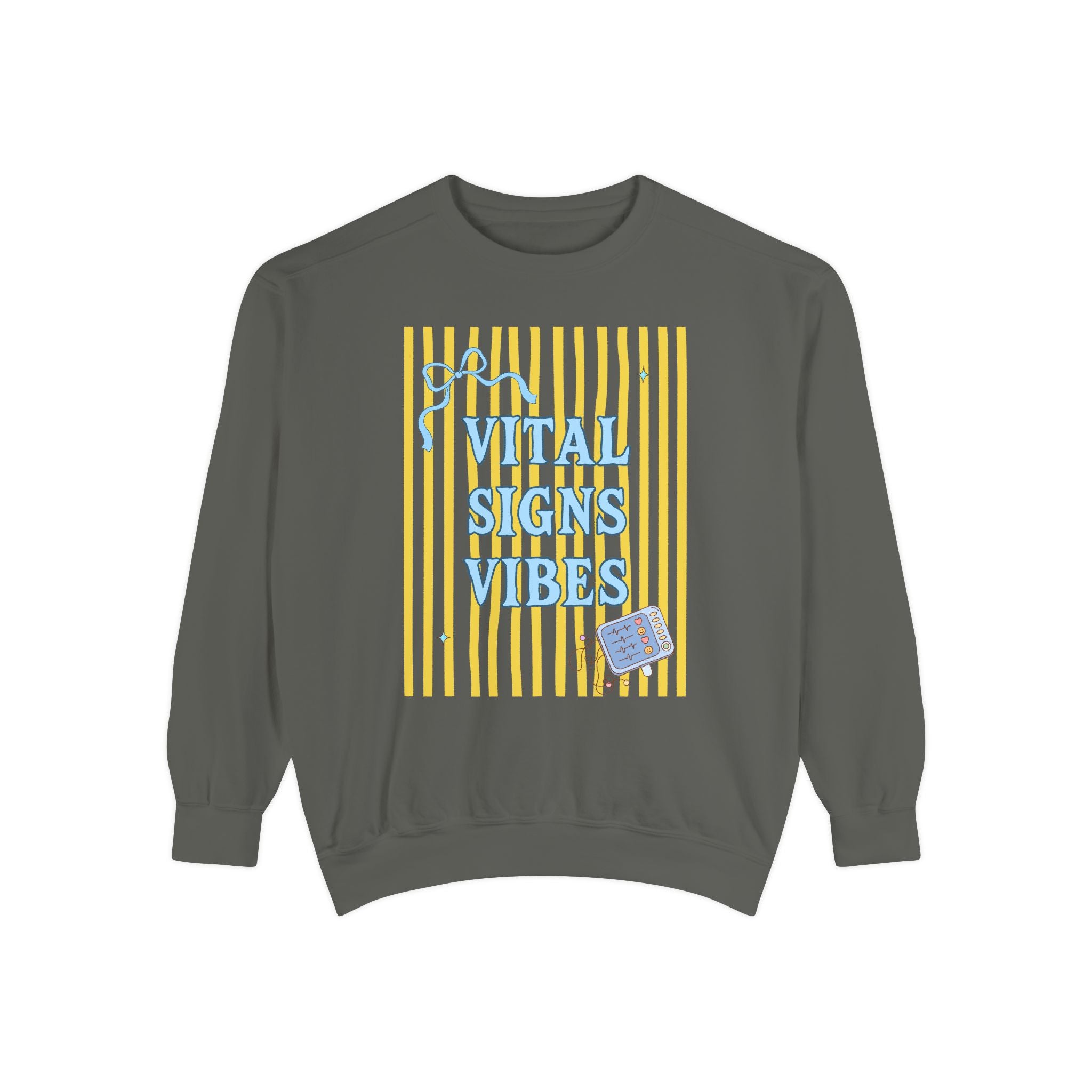 Vital Signs Vibes Sweatshirt — Retro Stripe Graphic Crewneck