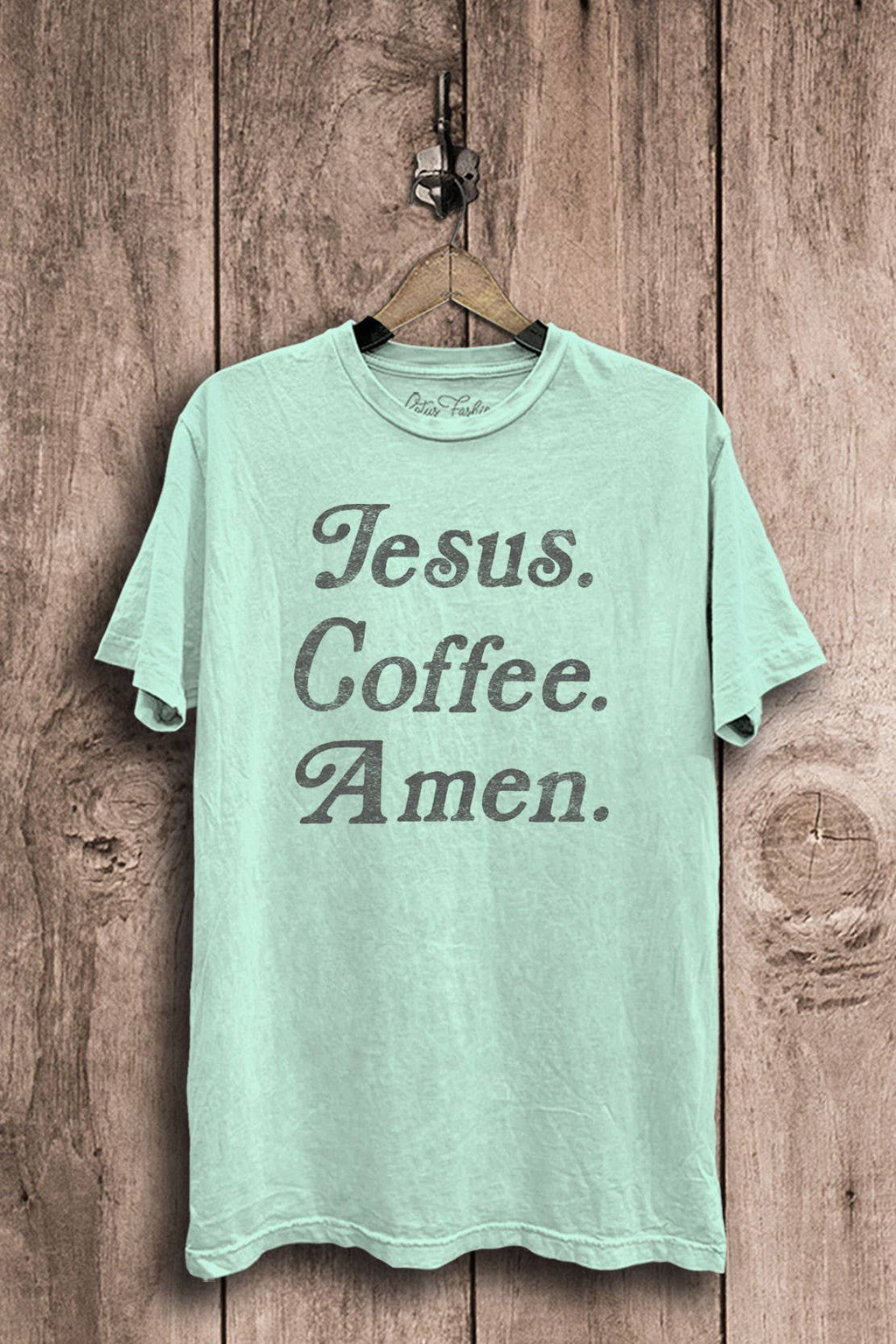 Jesus Coffee Amen Graphic Top: Mocha Mineral Wash / S