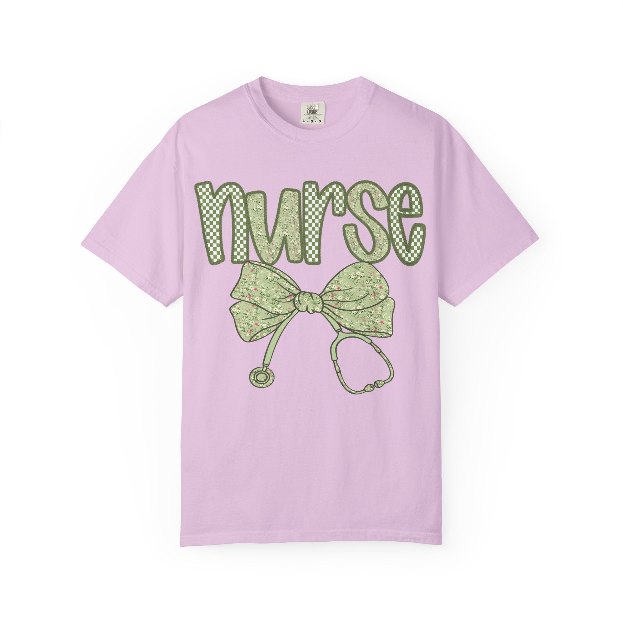Nurse Bow Stethoscope T-Shirt — Cute Green Nurse Graphic Tee