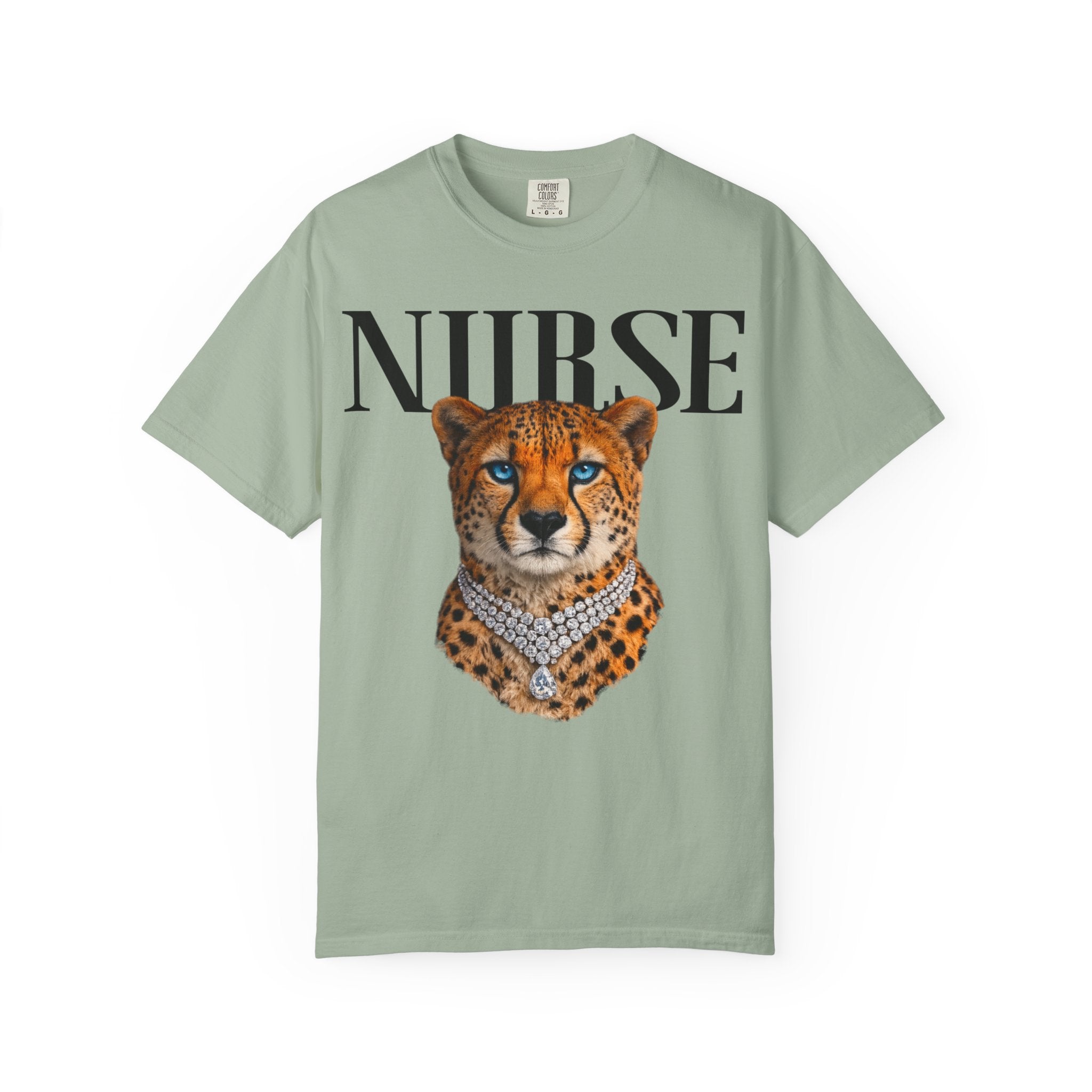 Nurse Cheetah Graphic T-Shirt — Stylish Medical Professional Tee
