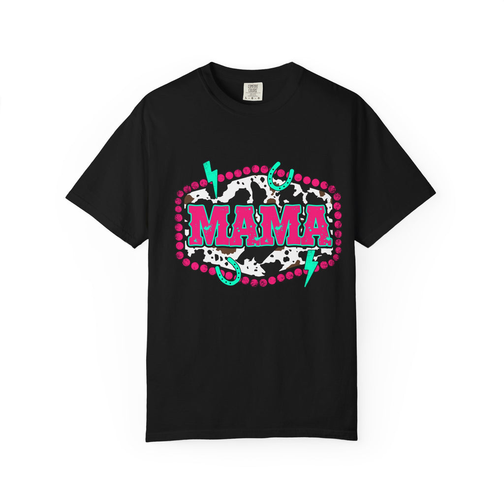 Mama Graphic T-Shirt — Retro Cowprint Neon Design