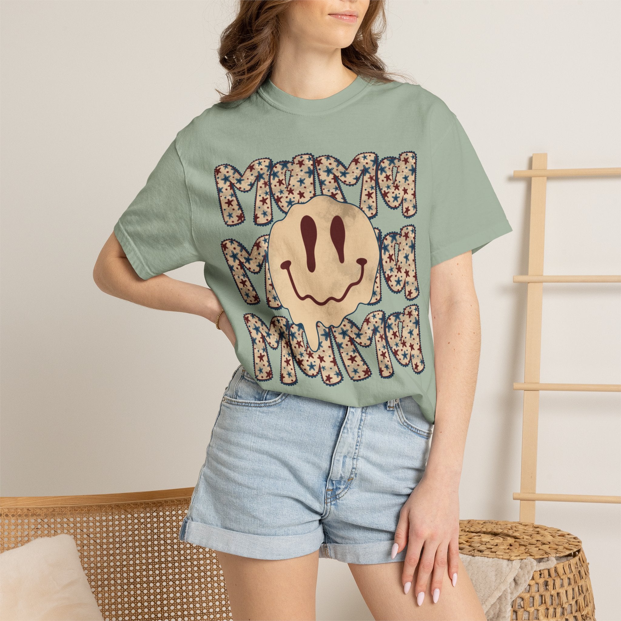 Retro Happy Face 'Mmmm' Floral Graphic T-Shirt