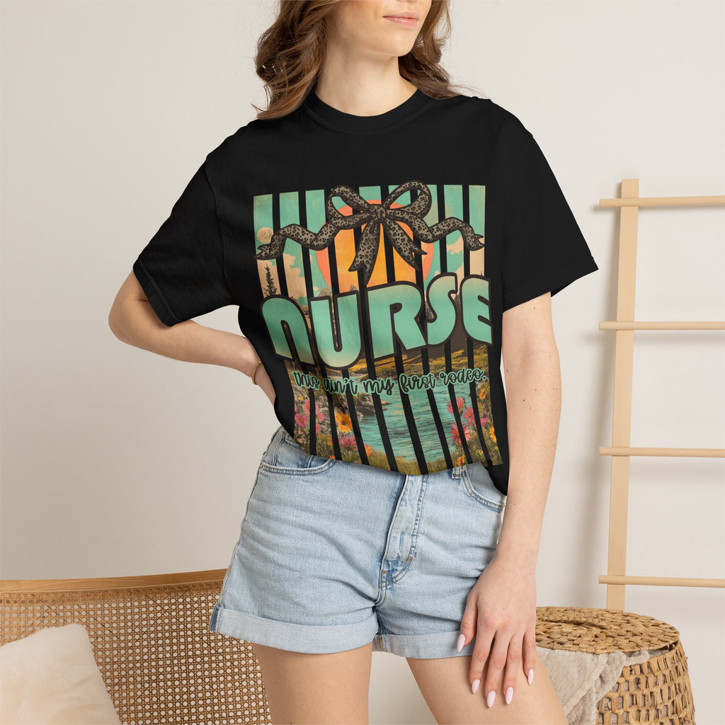 Nurse Floral Ribbon Graphic T-Shirt