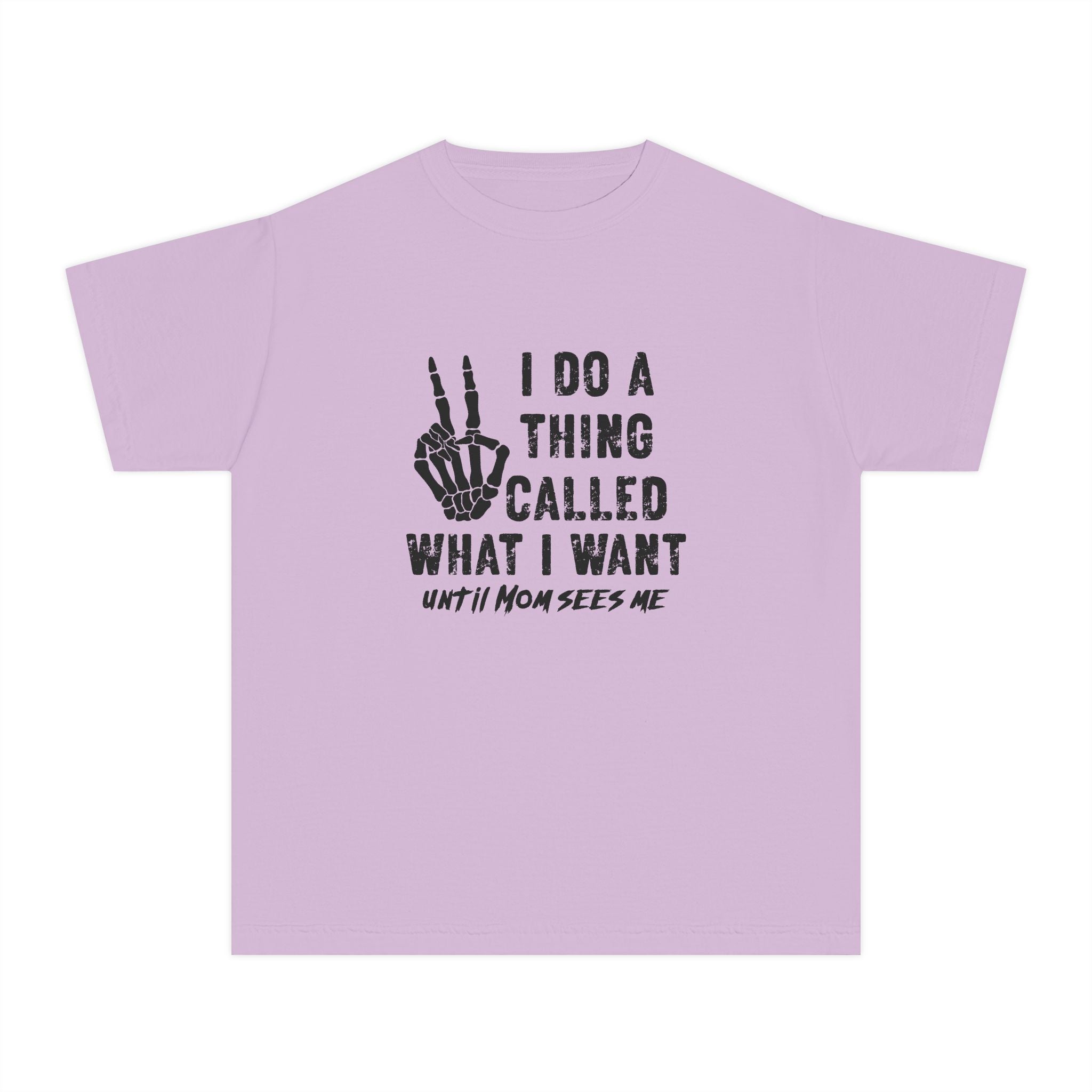Youth Tee - "I Do A Thing Called What I Want" Skeleton Peace Sign Graphic