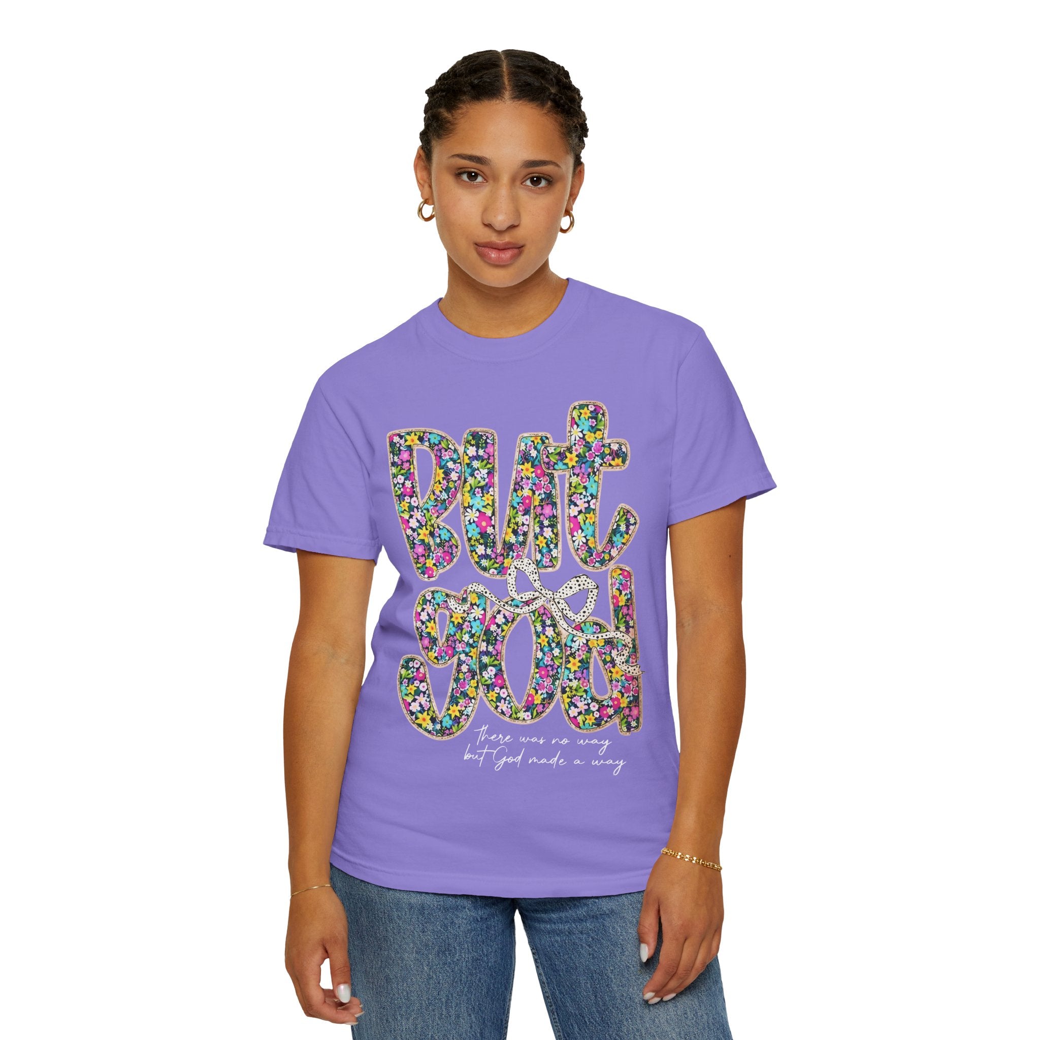 But God Floral Graphic T-Shirt — Christian Faith Inspirational Tee