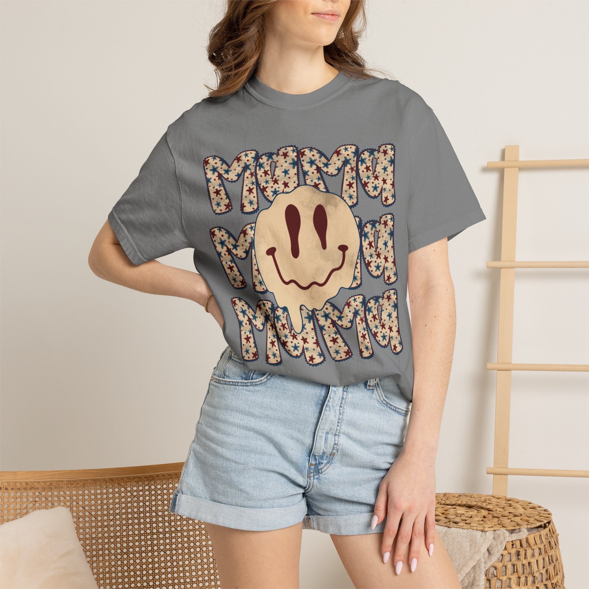 Retro Happy Face 'Mmmm' Floral Graphic T-Shirt