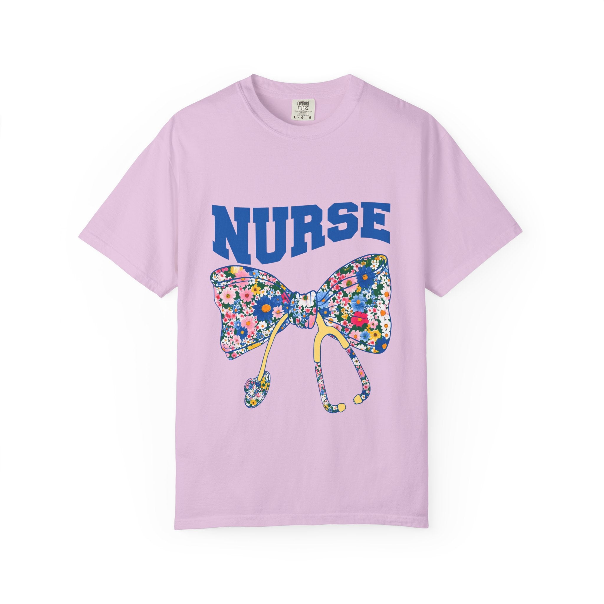 Nurse Floral Stethoscope T-Shirt — Floral Bow & Stethoscope Nurse Tee