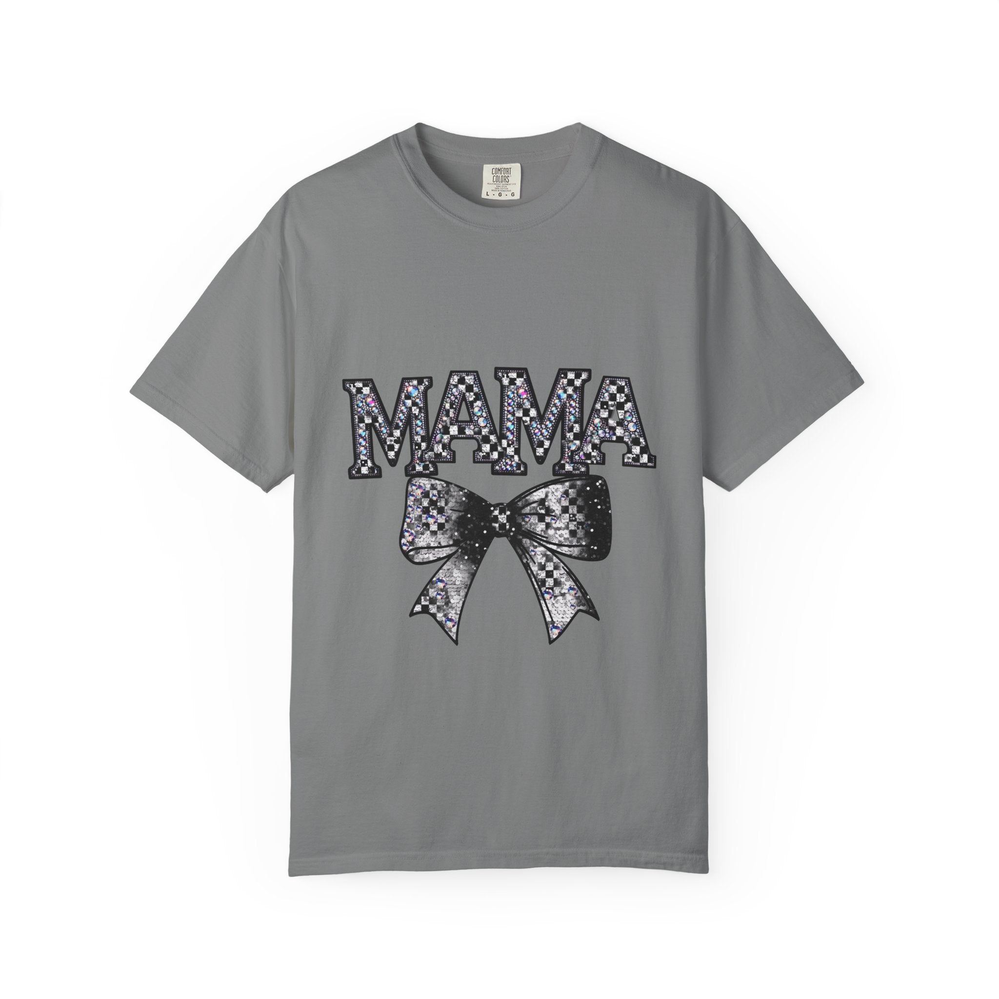 Mama Bow T-Shirt — Glitter Leopard Print "MAMA" Graphic Tee