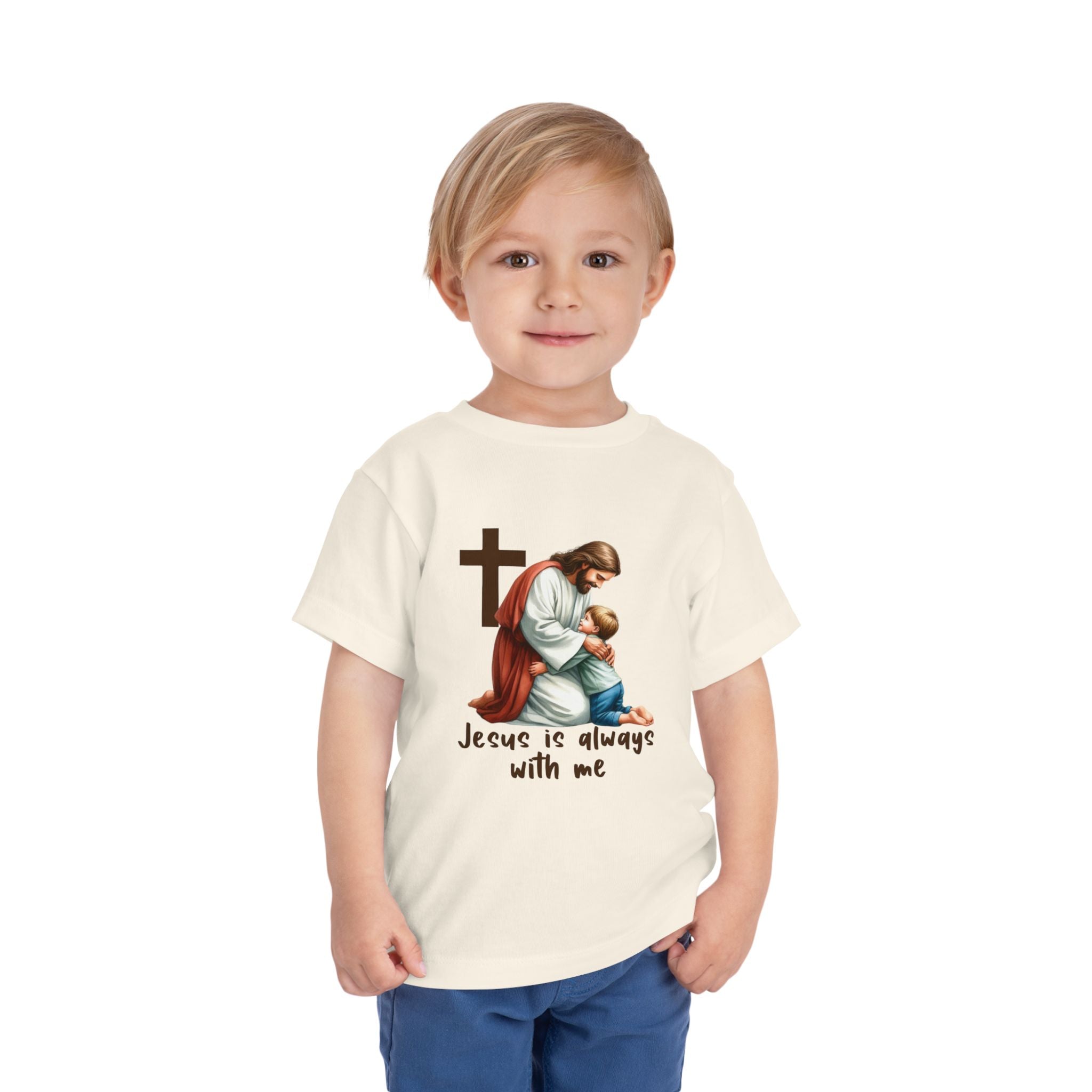 Toddler Tee — "Jesus Is Always With Me" Religious Baby T‑Shirt
