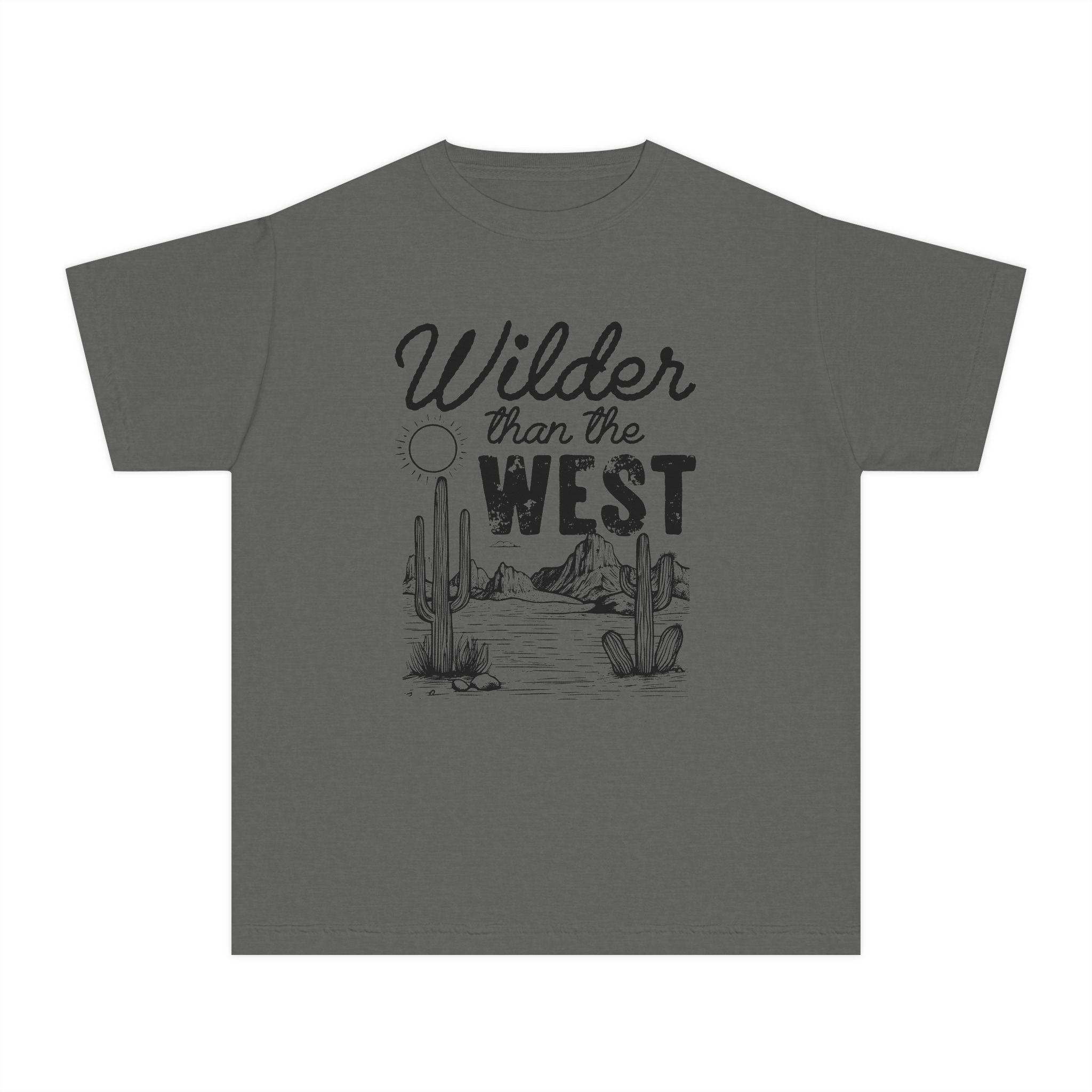 Youth Tee — "Wilder Than The West" Desert Cactus Graphic