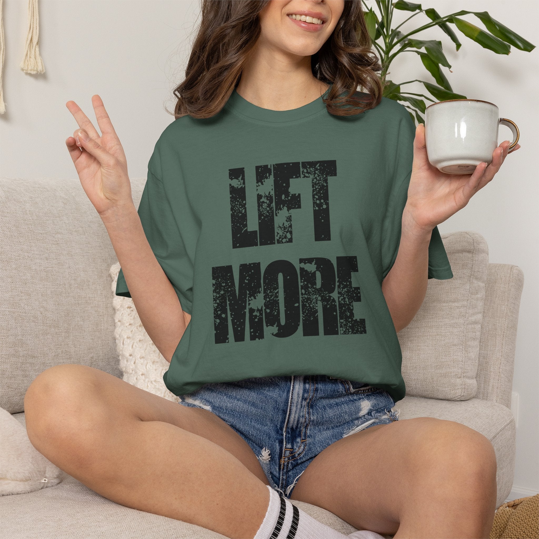 Lift More T-Shirt — Distressed Fitness Workout Tee for Weightlifters