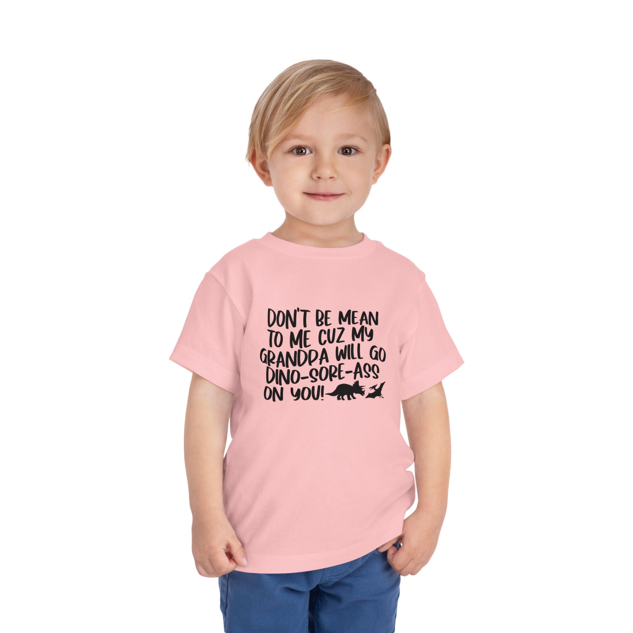 Toddler Tee - "Don't Be Mean to Me Cuz My Grandpa Will Go Dino-sore-ass on You"