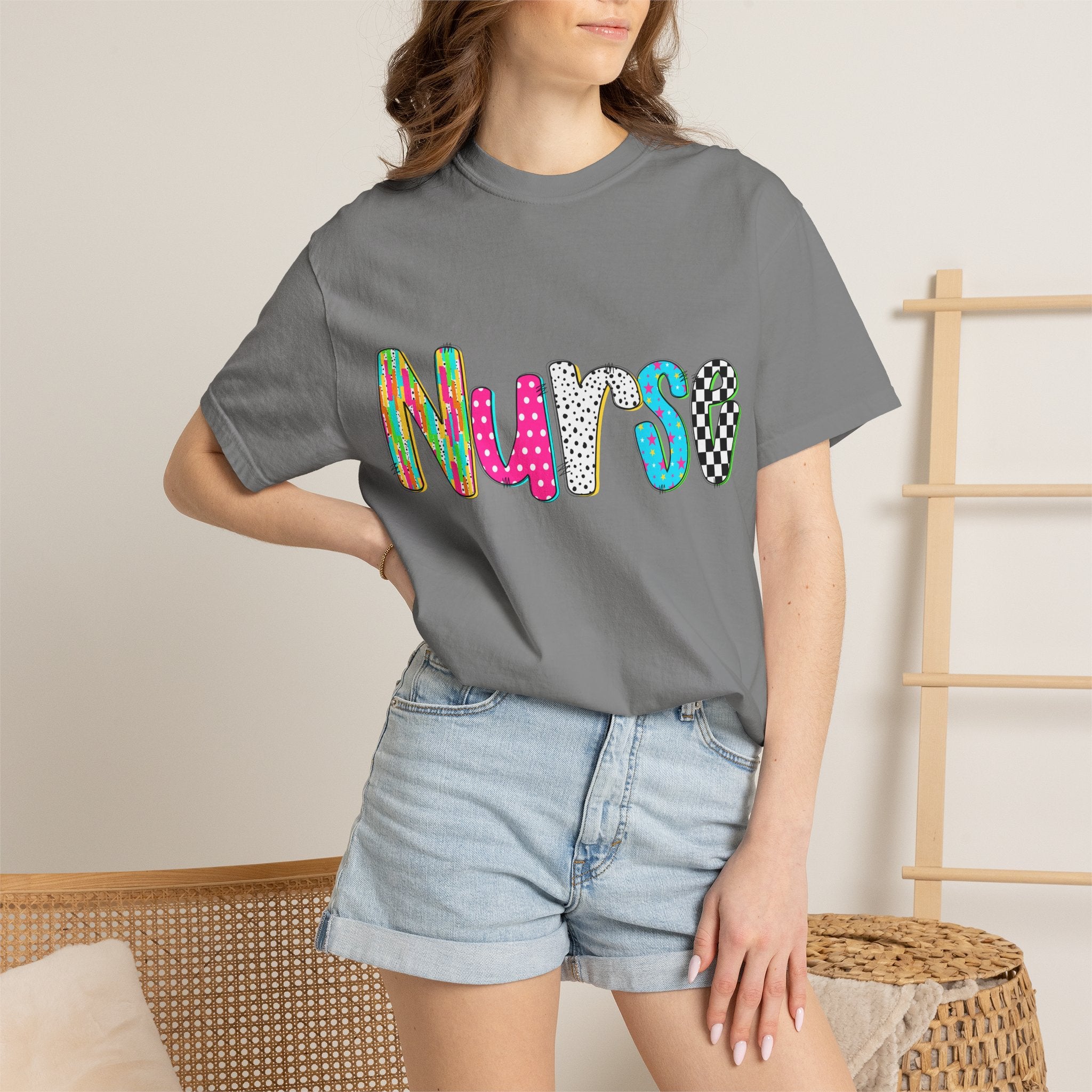 Nurse Colorful Pattern Graphic T-Shirt