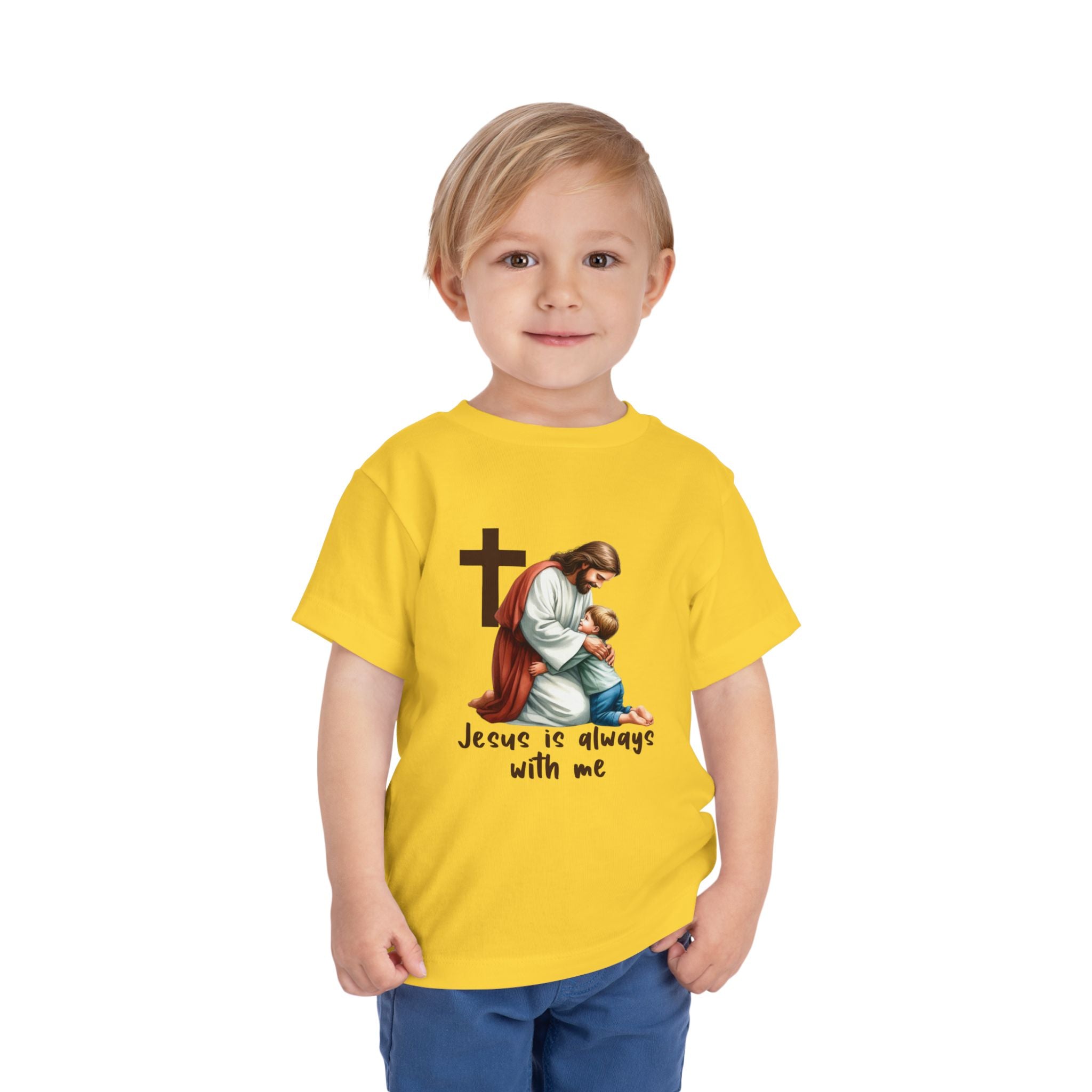 Toddler Tee — "Jesus Is Always With Me" Religious Baby T‑Shirt