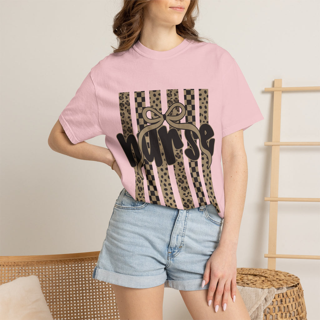Nurse Leopard Stripes Graphic T-Shirt