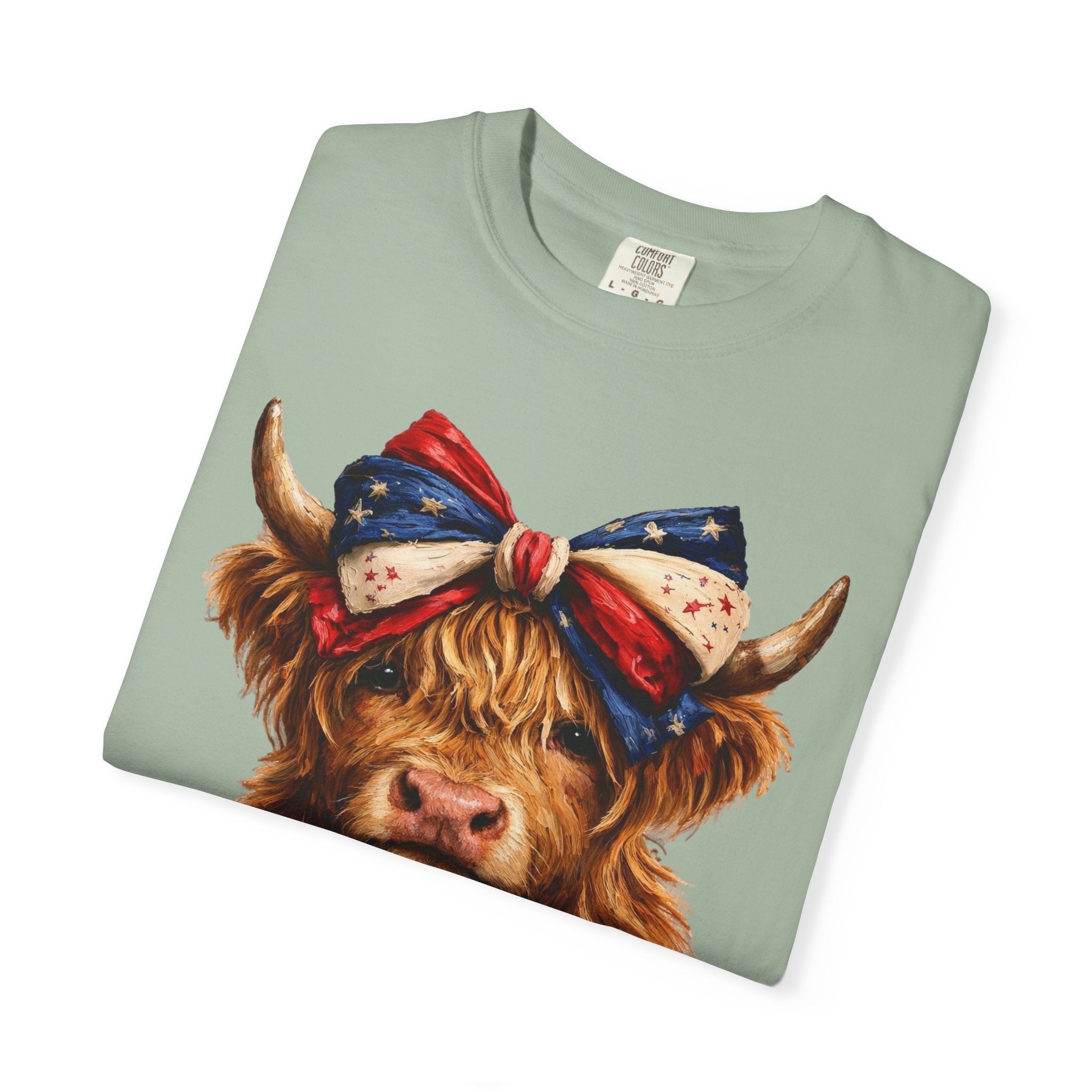 Highland Cow Tee — Patriotic Bandana Cow Graphic T-Shirt