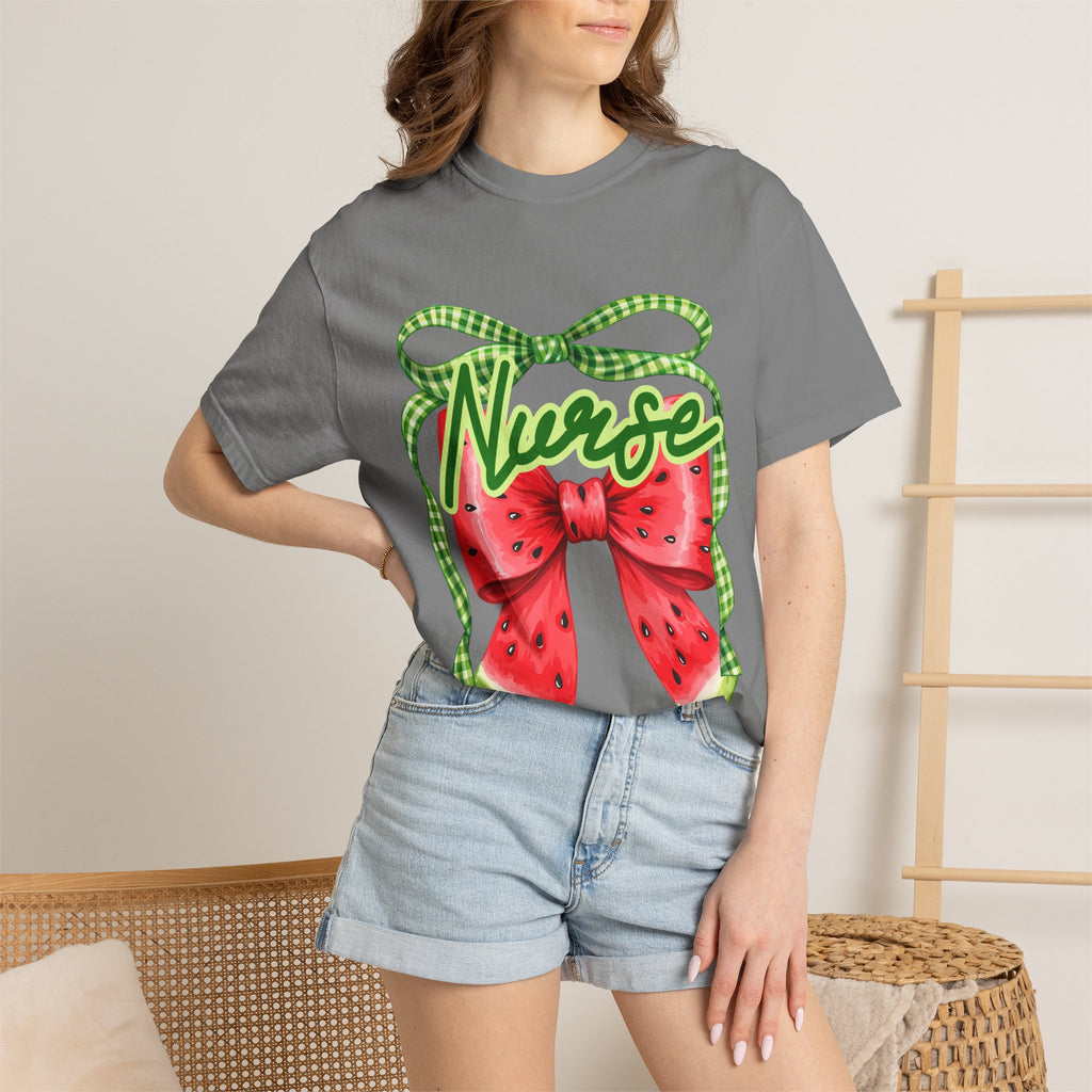 Nurse Watermelon Bow T-Shirt — Cute Summer Nurse Gift