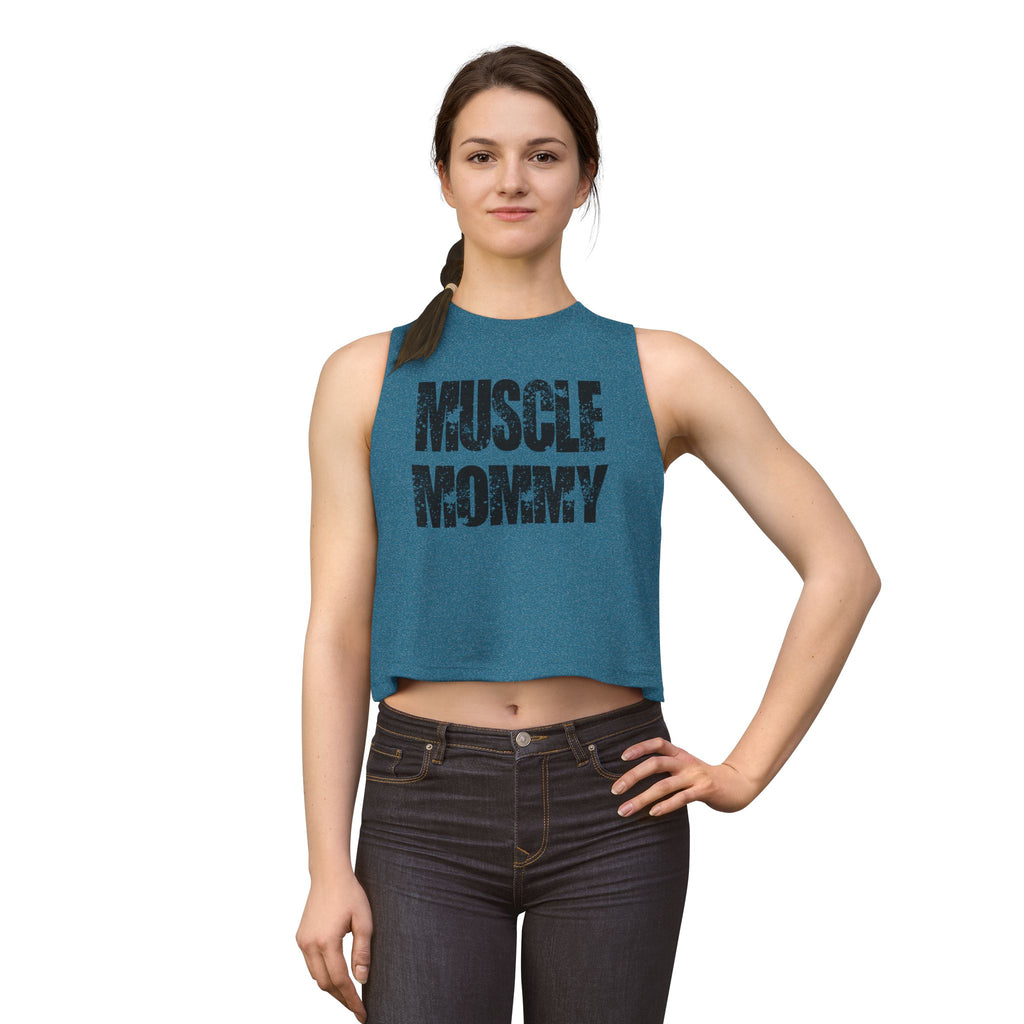 Muscle Mommy Crop Top — Distressed Fitness Mom Gym Tank