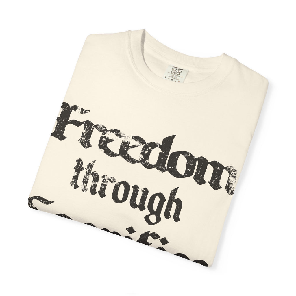 Freedom Through Sacrifice T-Shirt — Vintage Gothic Military Patriotic Tee