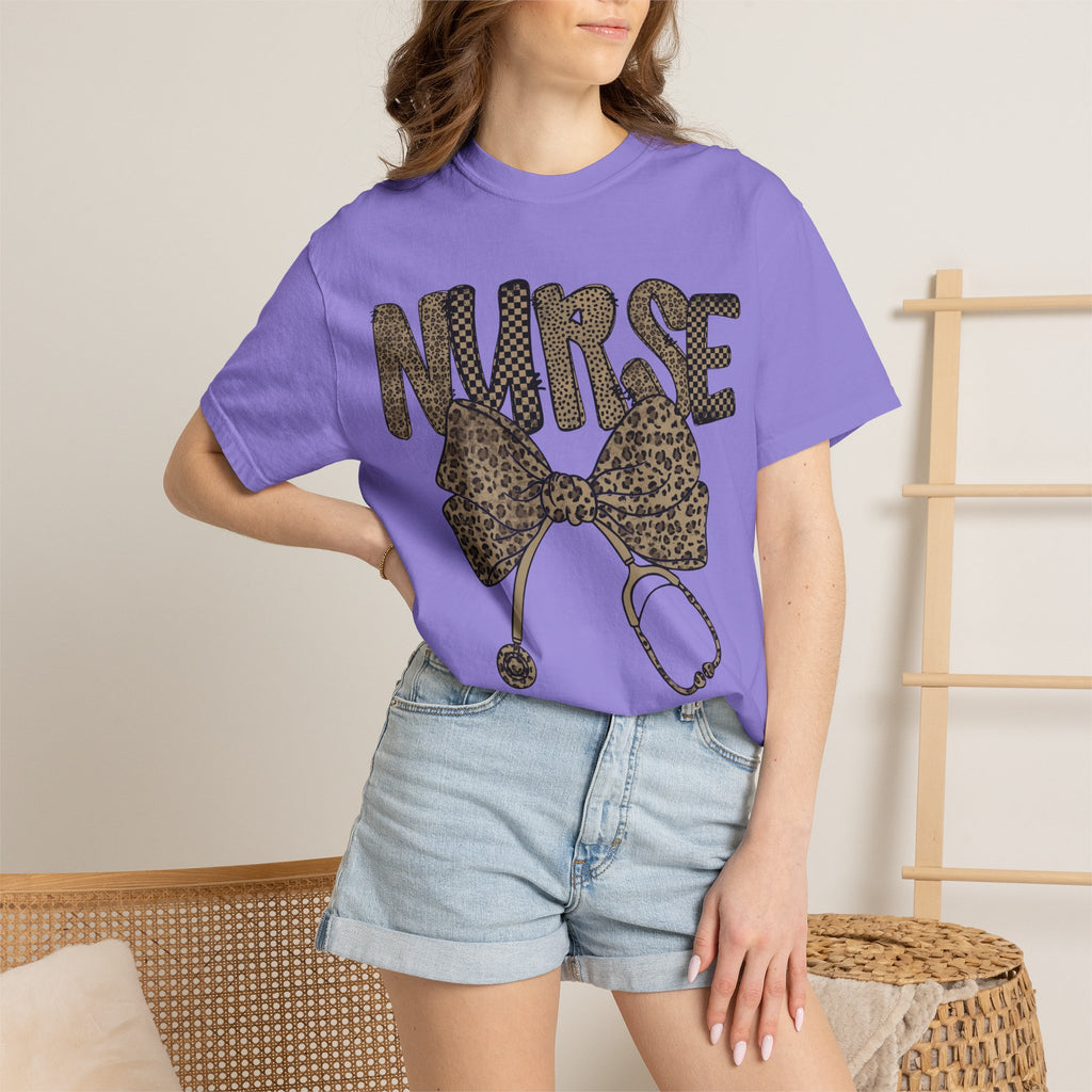 Nurse Leopard Print Stethoscope T-Shirt