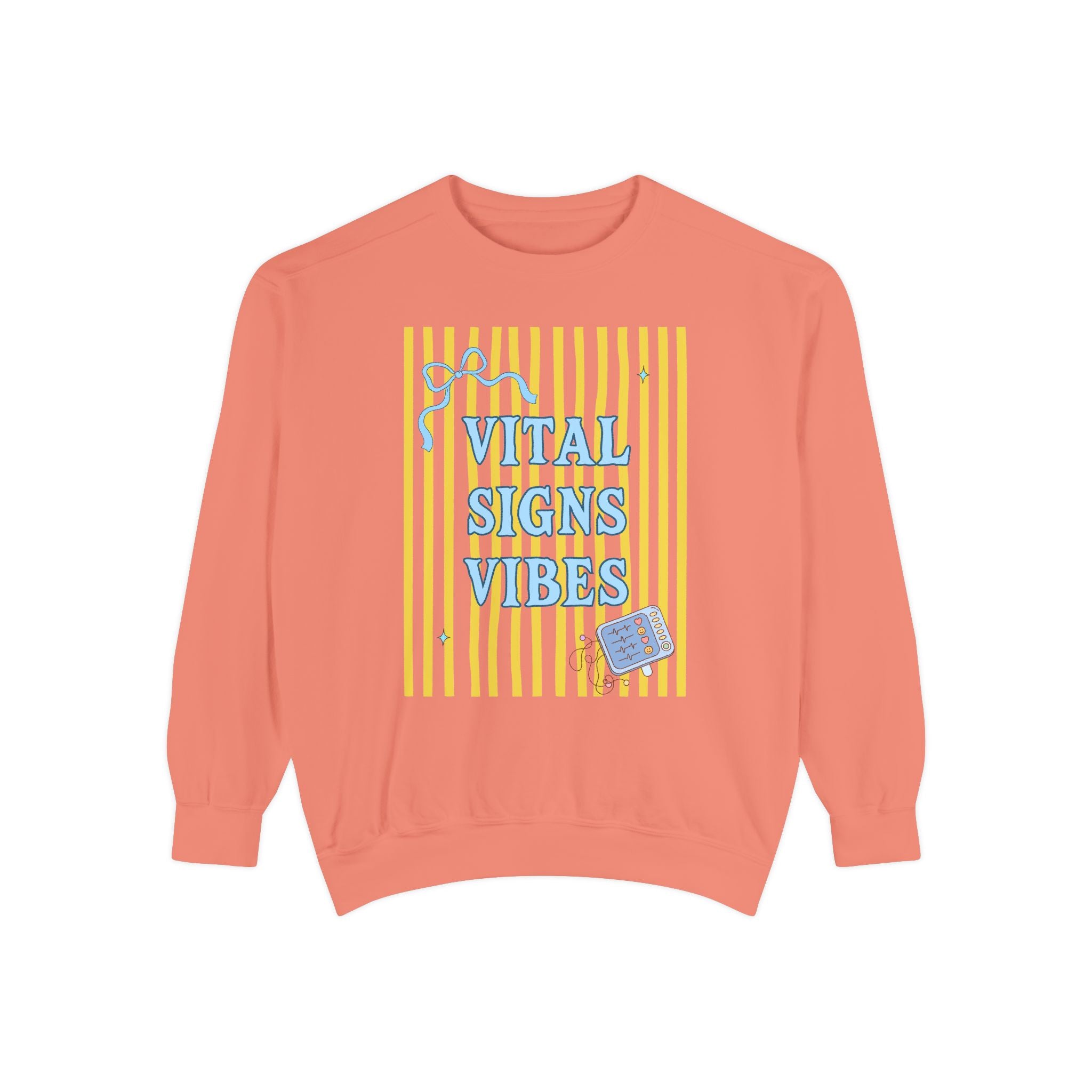 Vital Signs Vibes Sweatshirt — Retro Stripe Graphic Crewneck