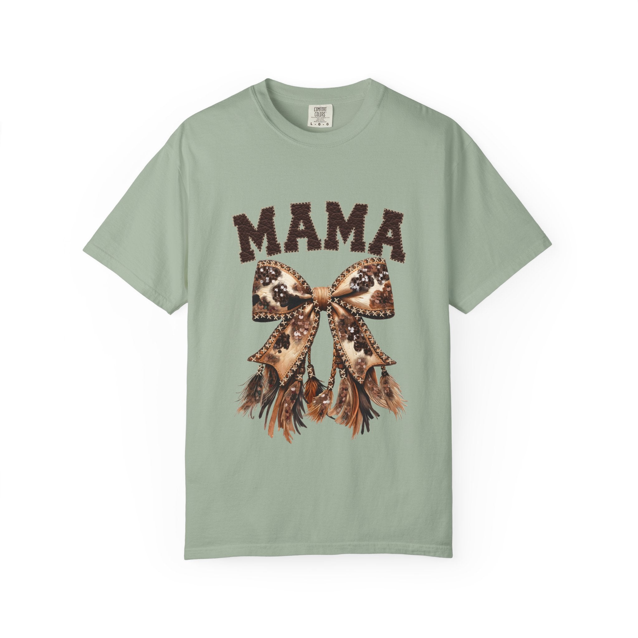 Mama Leopard Bow T‑Shirt – Floral Fringe Mom Tee